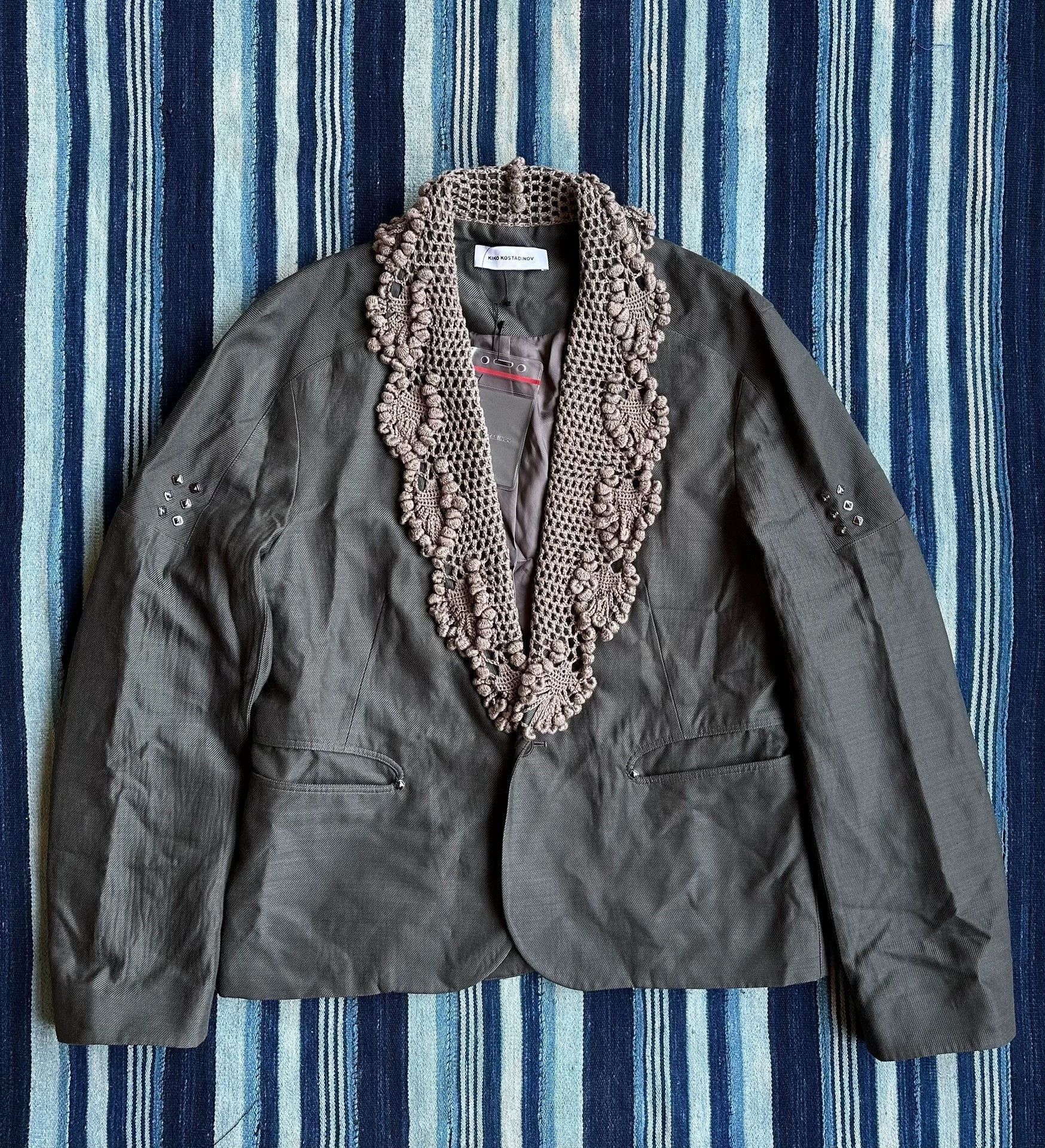 Kiko Kostadinov Gray Light Jacket with Crocheted Collar - Size M Size US M / EU 48-50 / 2 - 1 Thumbnail