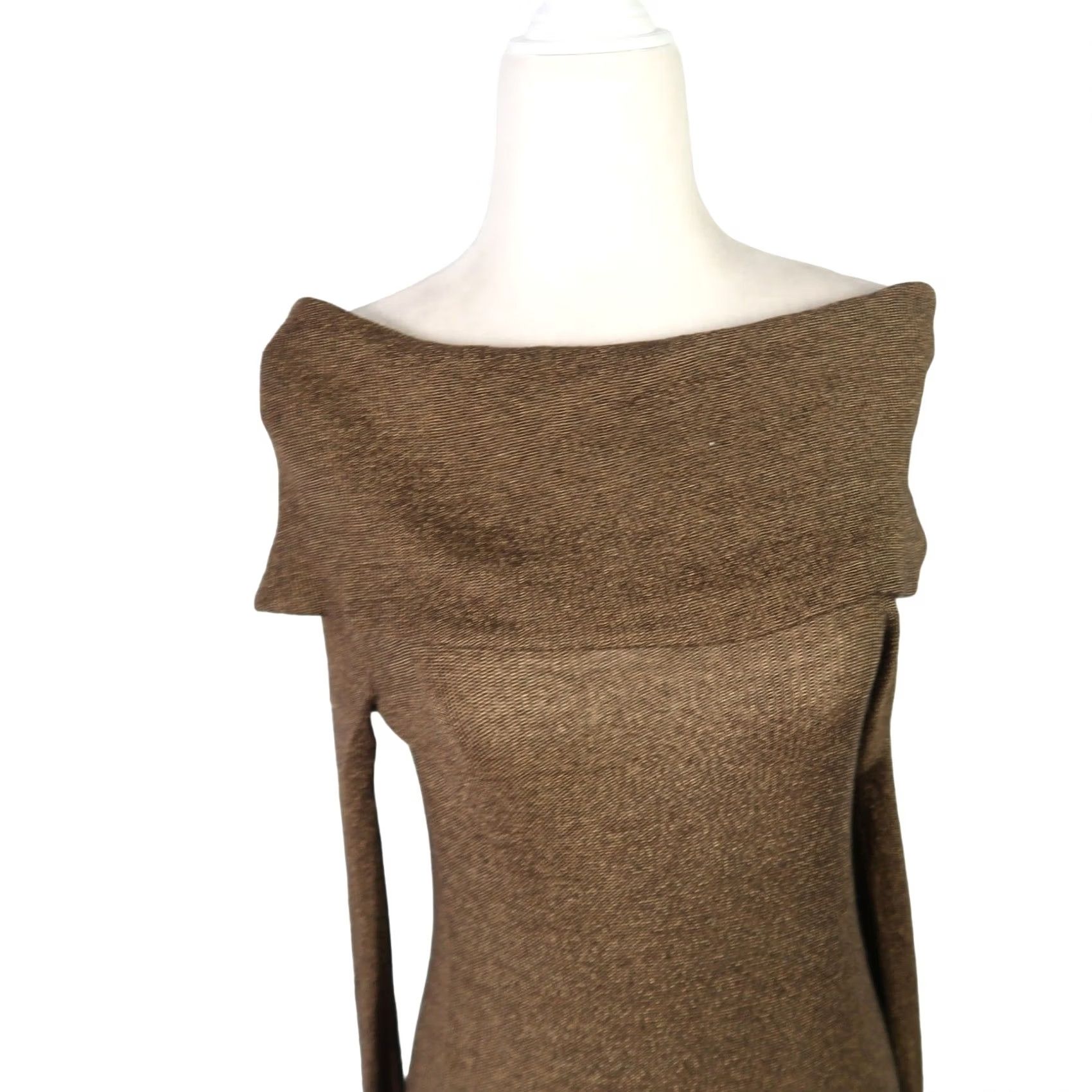 Michael Stars Michael Stars brown off-the-shoulder cowl neck knit tunic top Womens Long Sleeve S Cotton Nylon Modern Tunic Autumn Spring Size S / US 4 / IT 40 - 2 Thumbnail