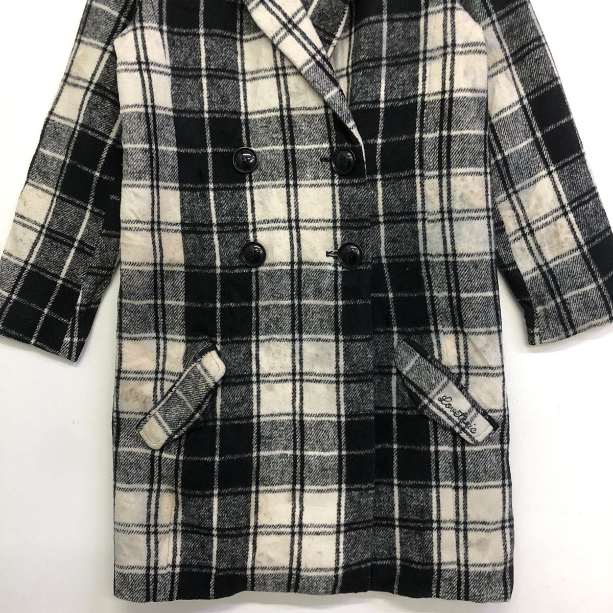 Japanese Brand LOVETOXIC Black Tartan Long Trench Coat Jacket Size US M / EU 48-50 / 2 - 5 Thumbnail