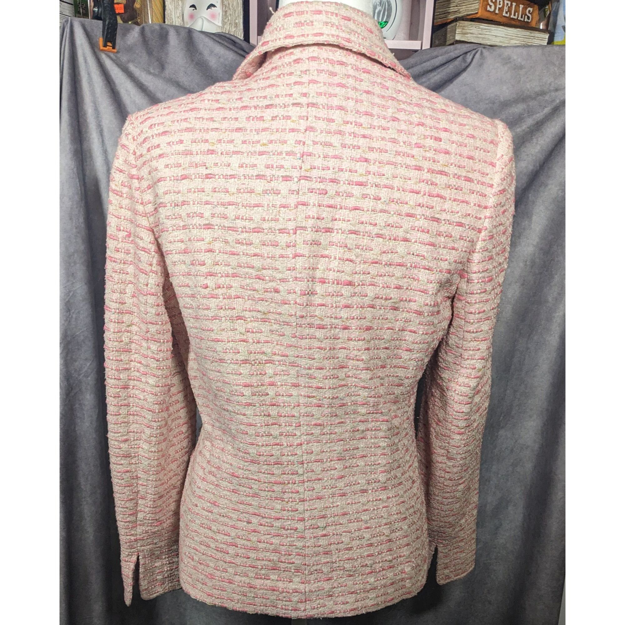 Other Vintage Textured Pink And White Woven Button Front Blazer Size M / US 6-8 / IT 42-44 - 10 Thumbnail