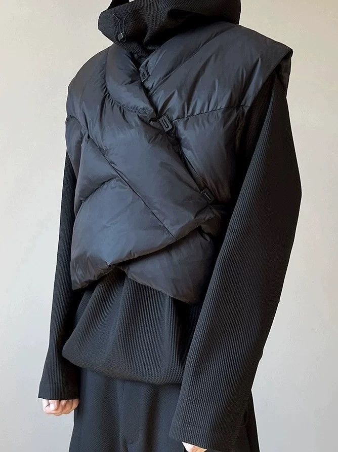 Japanese Brand × Vintage Avant garde asymmetrical cropped quilted puffer vest jacket Size US M / EU 48-50 / 2 - 2 Thumbnail