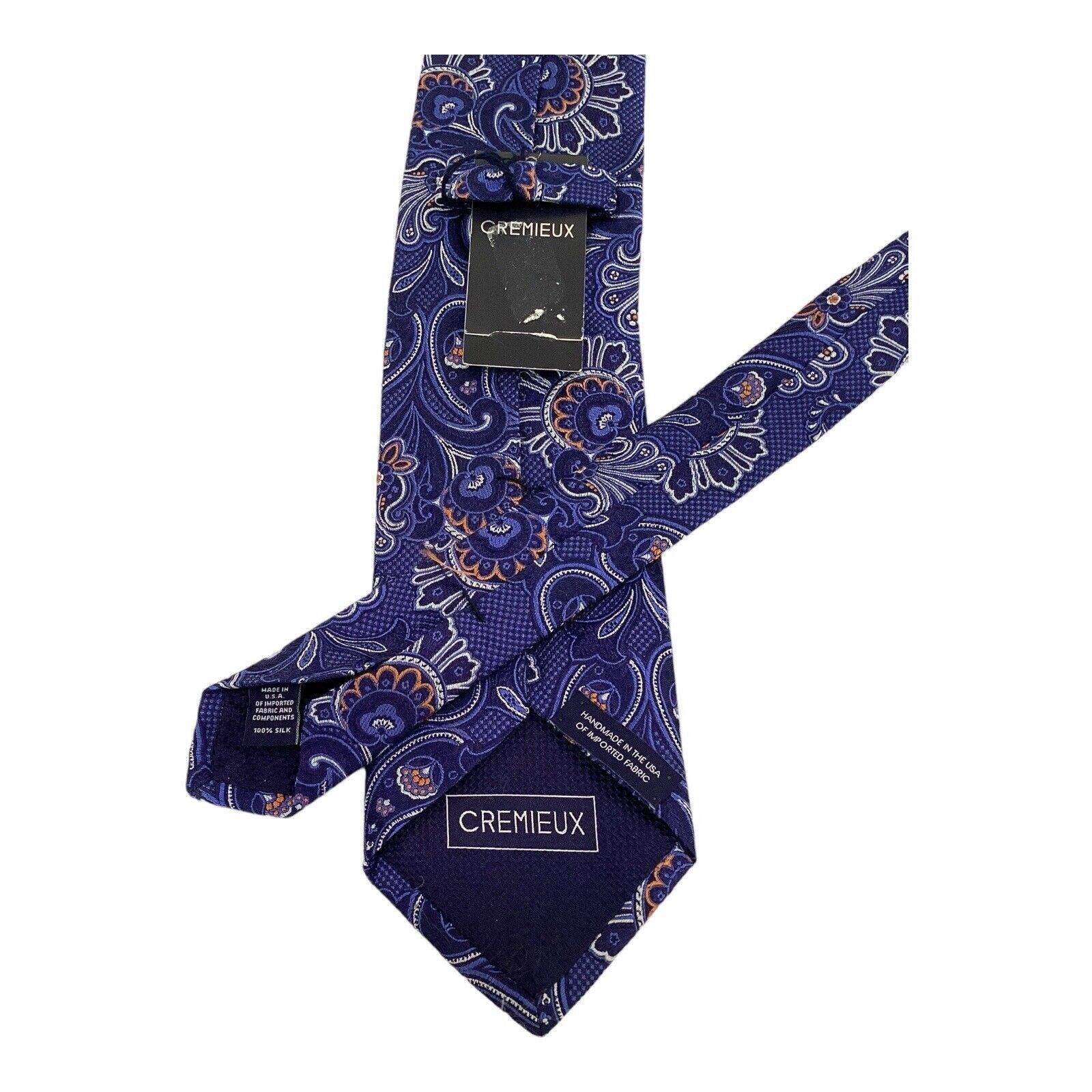 Cremieux CREMIEUX Blue Paisley Luxury Silk Tie Hand Made In Made USA Size ONE SIZE - 4 Thumbnail