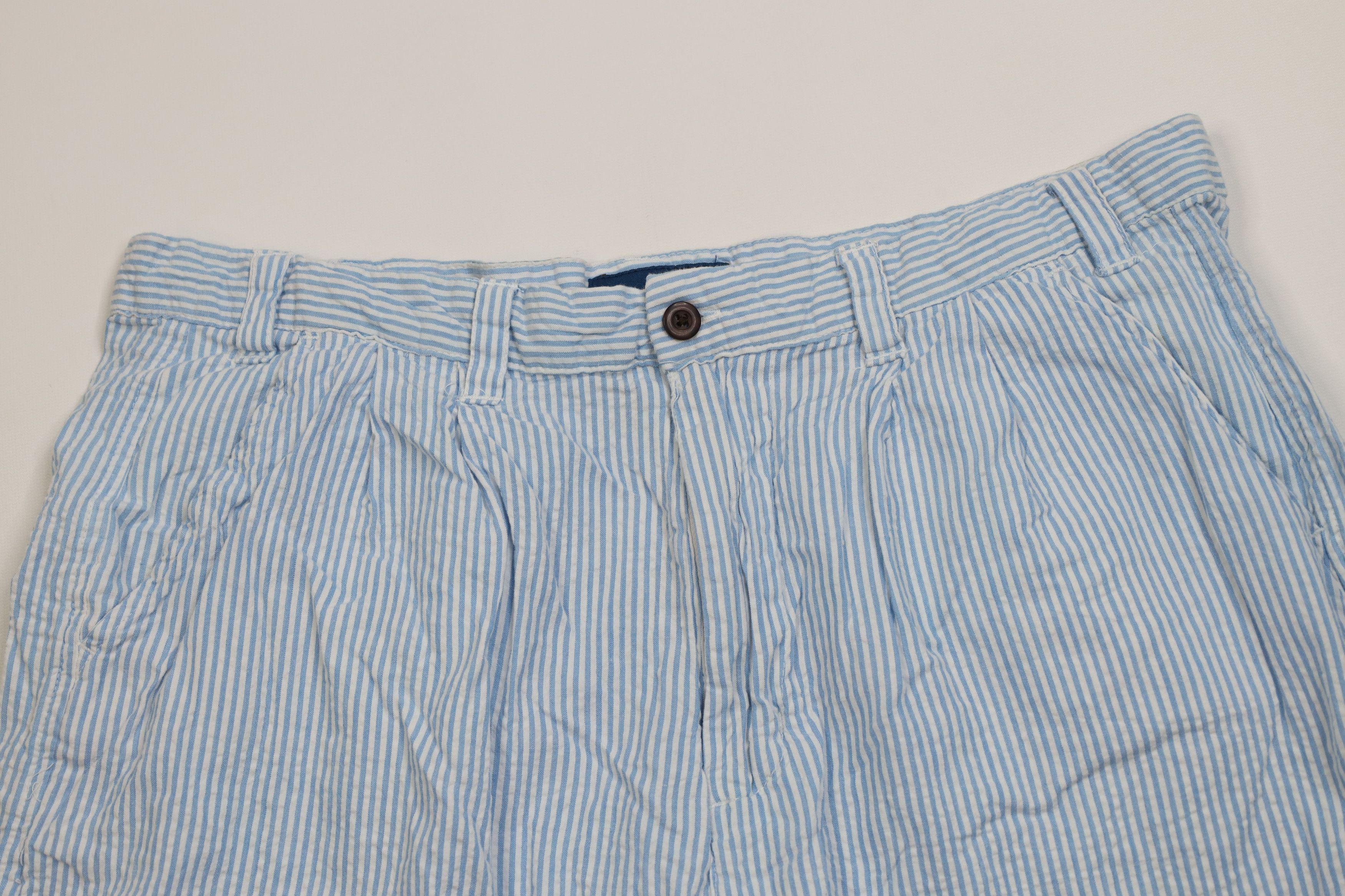 Vintage Vintage 90s Streetwear Seersucker Chino Shorts Blue Size US 38 / EU 54 - 2 Thumbnail