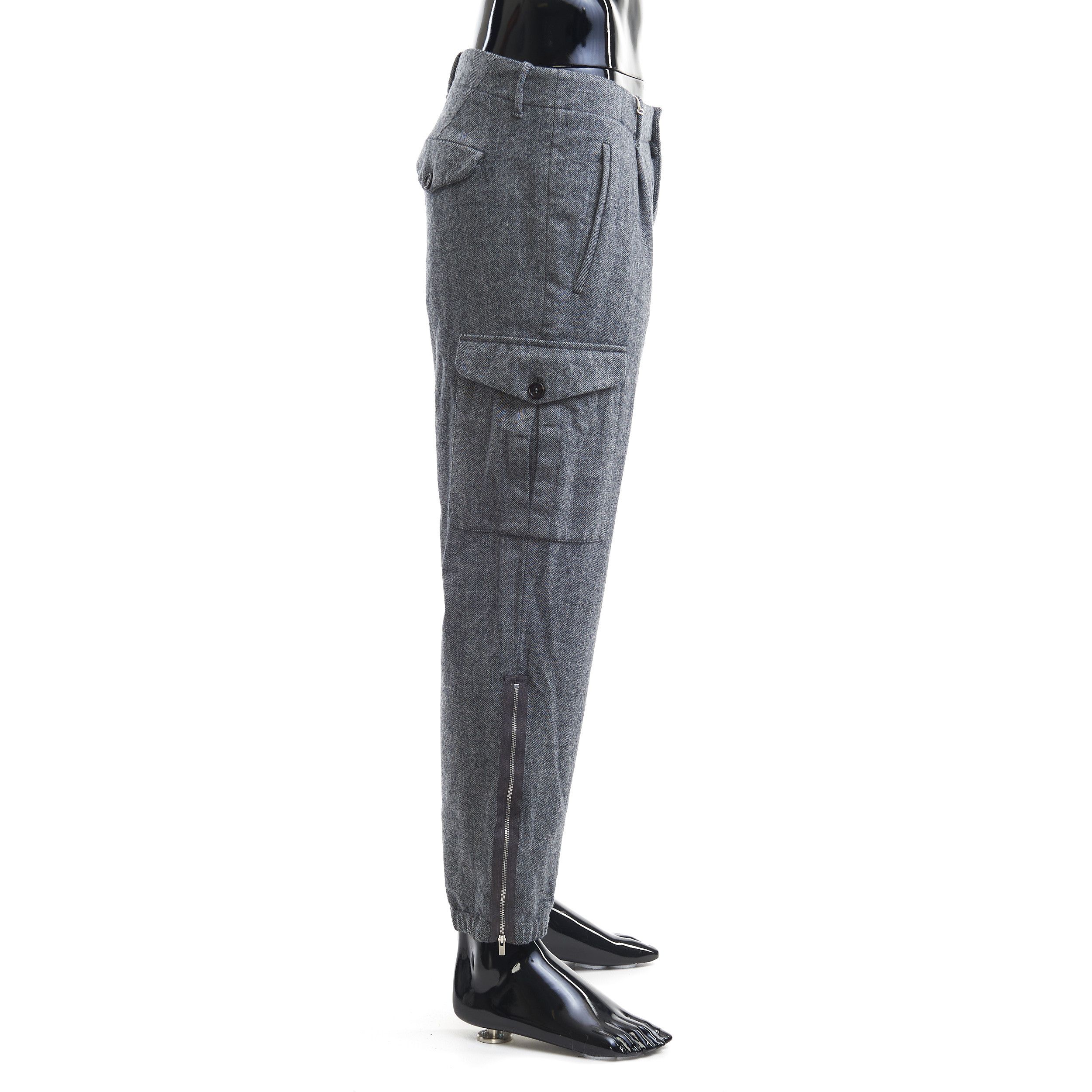 Brunello Cucinelli Cargo Pants In Grey Virgin Wool Herringbone Size US 32 / EU 48 - 7 Thumbnail