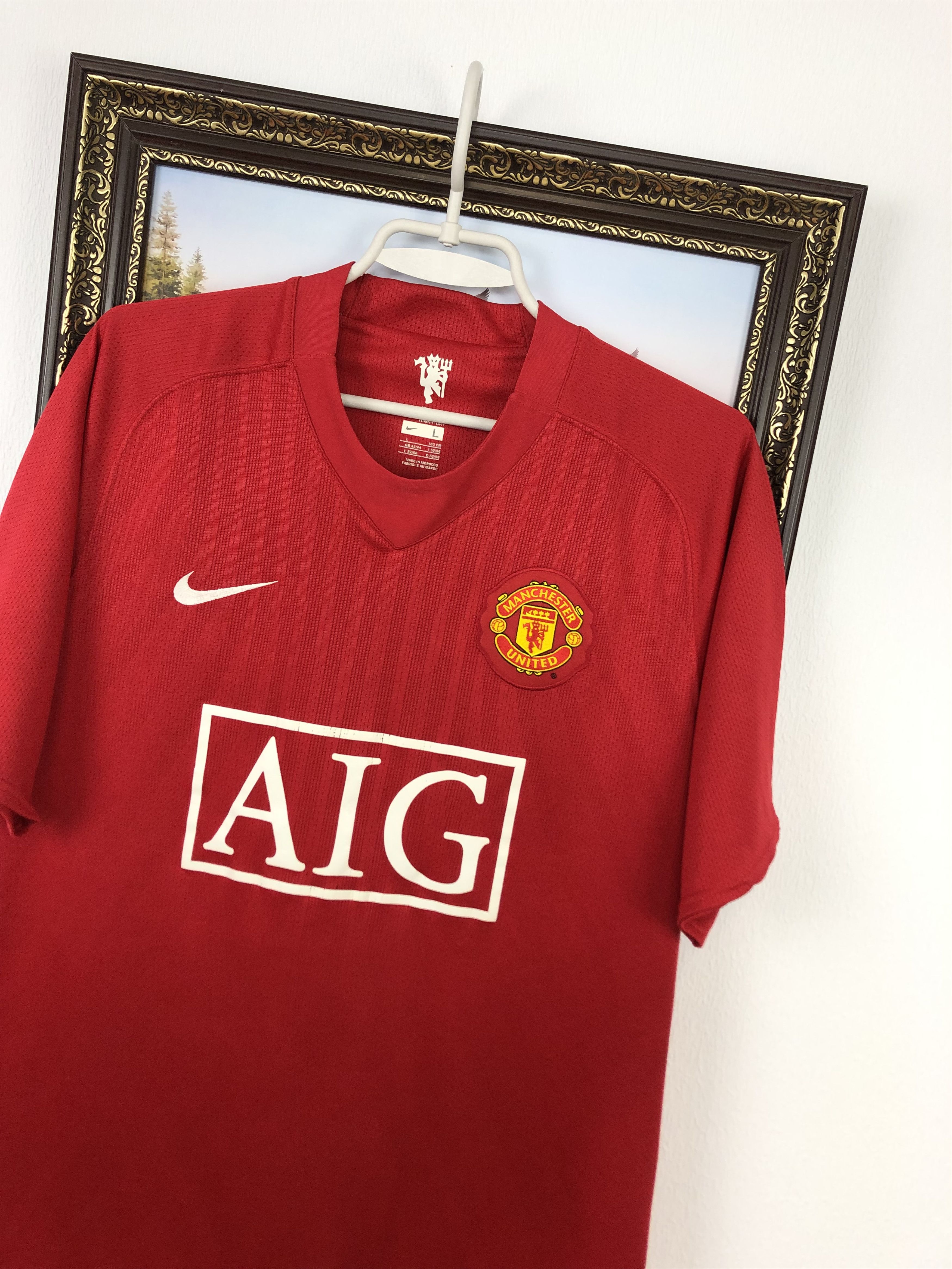 Nike Manchester United football shirt 2007 Soccer Jersey Rare Size US L / EU 52-54 / 3 - 4 Thumbnail