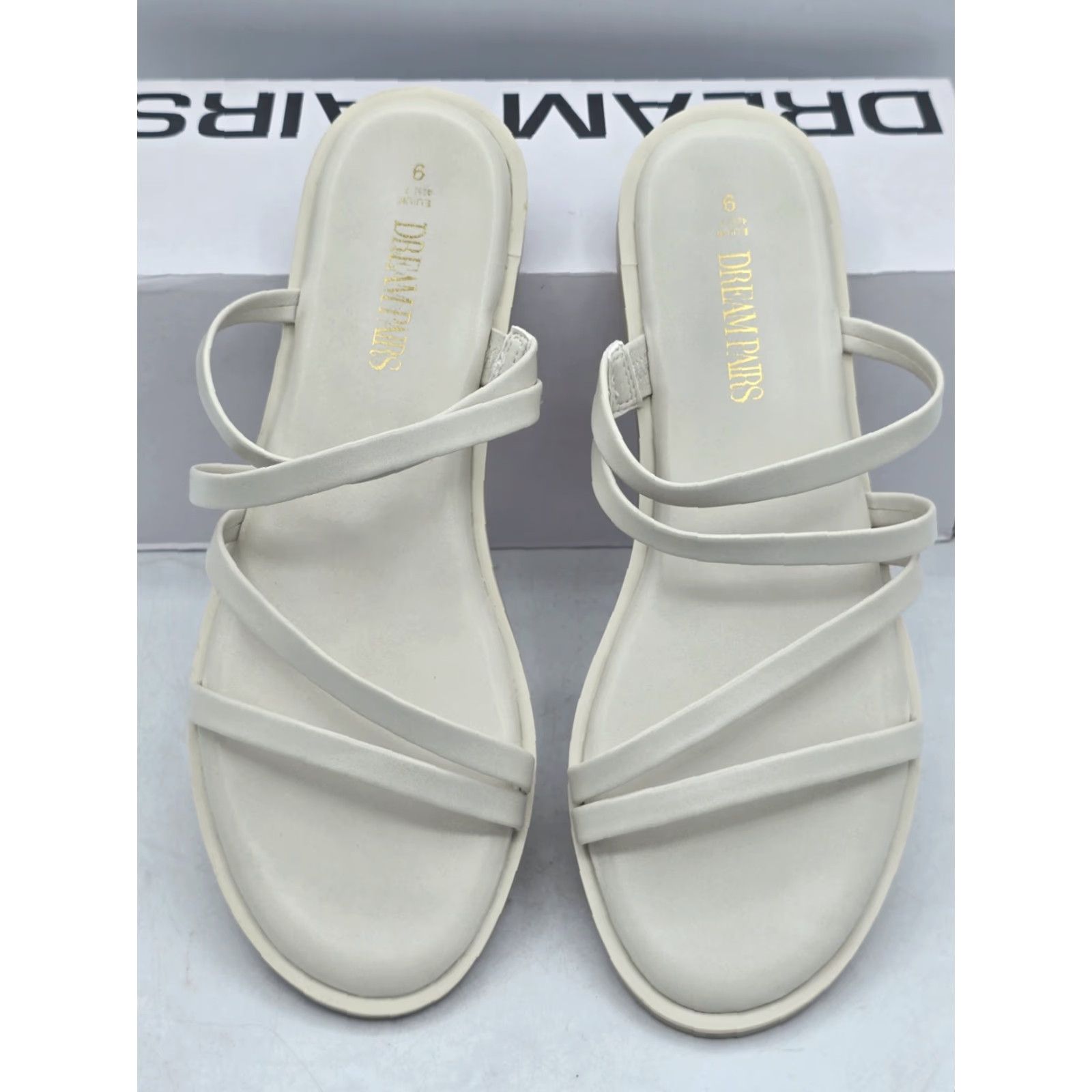 Vintage Dream Pairs Women’s Slide Sandals - Slip On, Open Toe, White PU Sz 9 - Casual Comfort Flat Footwear Size US 9 / IT 39 - 7 Thumbnail