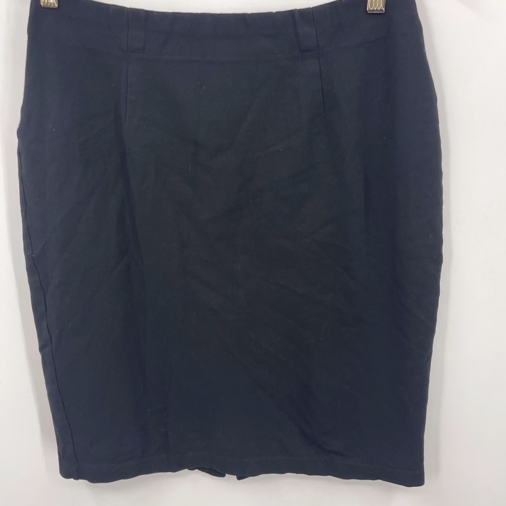 Eileen Fisher EILEEN FISHER Pencil Skirt Women Small Black Viscose Stretch Pull On Knee Length Black 90s? Size 28" / US 6 / IT 42 - 4 Thumbnail