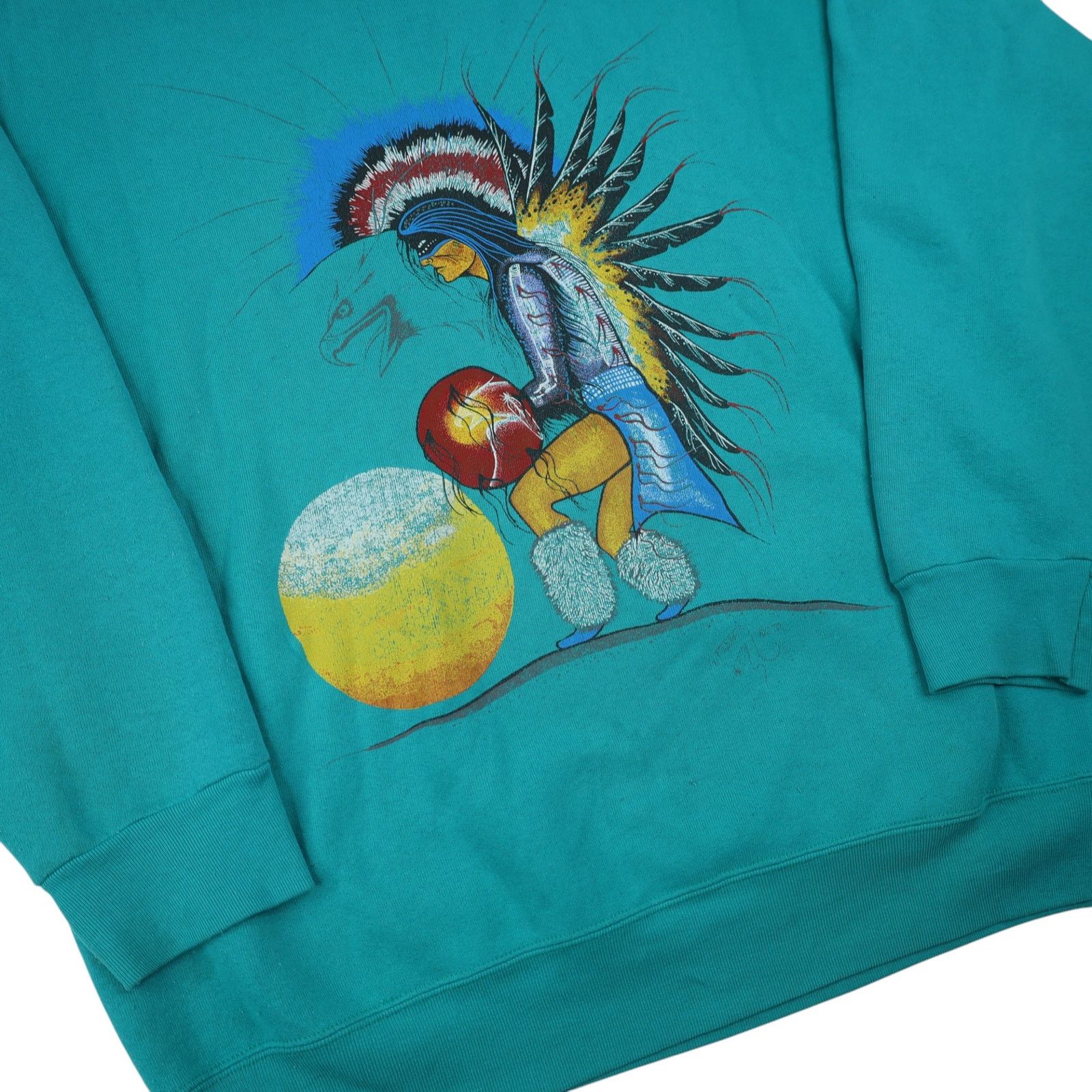 Vintage Vintage 90s Native American Sun Graphic Sweatshirt Size US XL / EU 56 / 4 - 3 Thumbnail