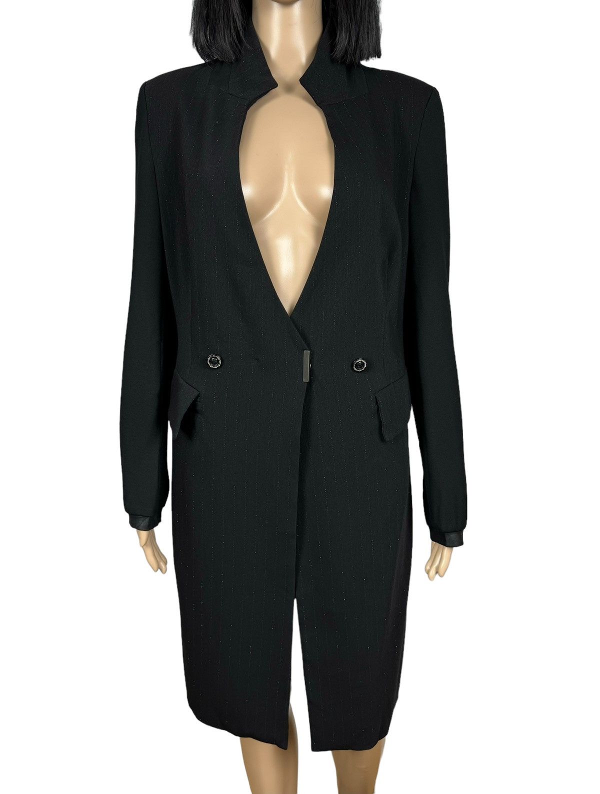 Designer Beate Heymann Streetcouture Striped Overcoat V-Neck size US8 Size M / US 6-8 / IT 42-44 - 7 Thumbnail