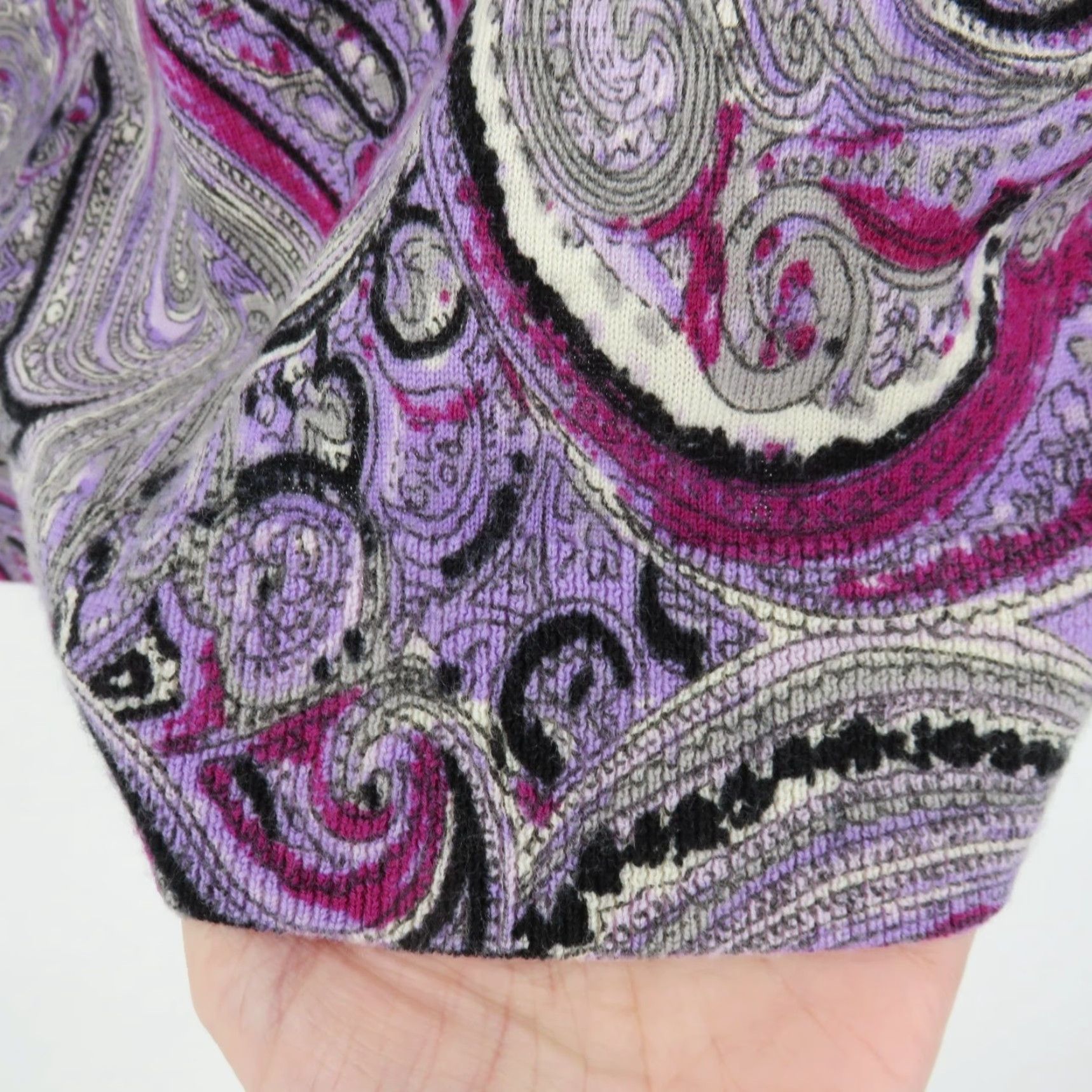 Talbots Talbots Women Medium Merino Wool Purple Paisley Tight-Knit Sweater Size M / US 6-8 / IT 42-44 - 4 Thumbnail