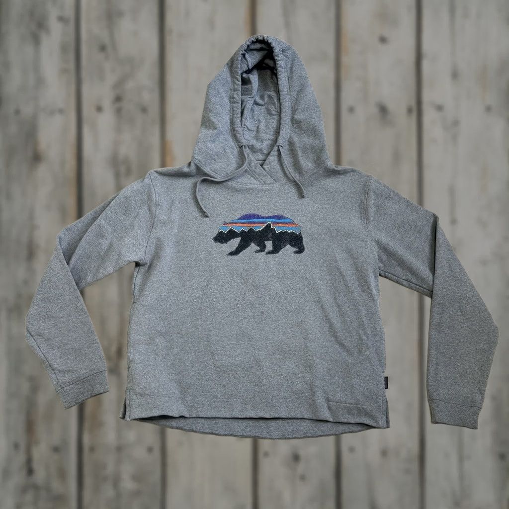 Patagonia Patagonia Hoodie Logo Bear Uprisal Fitz Roy Women's Large L Blue Pullover Sweatshirt Wearable Activewear Adults Womens Size L / US 10 / IT 46 - 1 Thumbnail