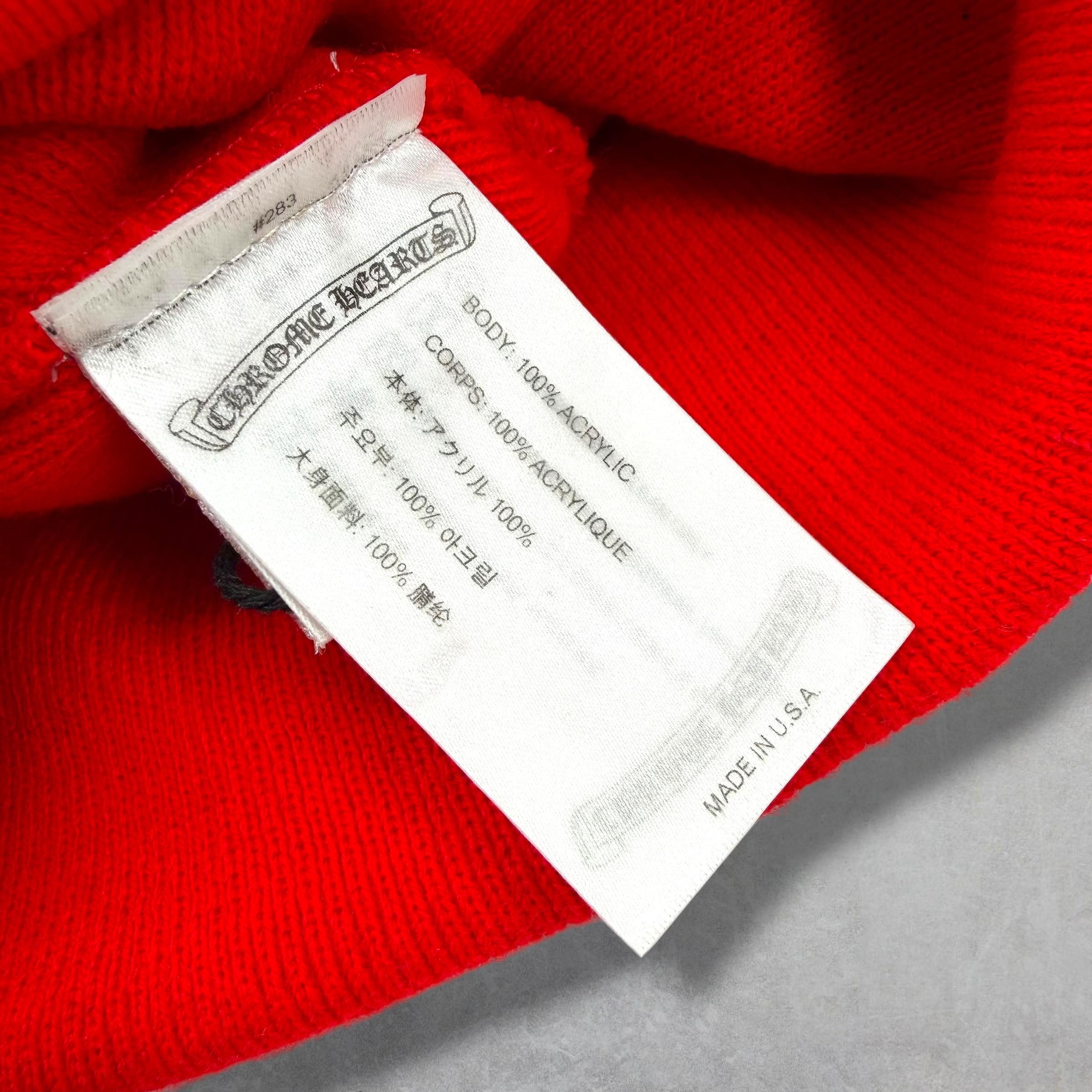 Chrome Hearts Chrome Hearts White Triple Cross Red Beanie | Grailed