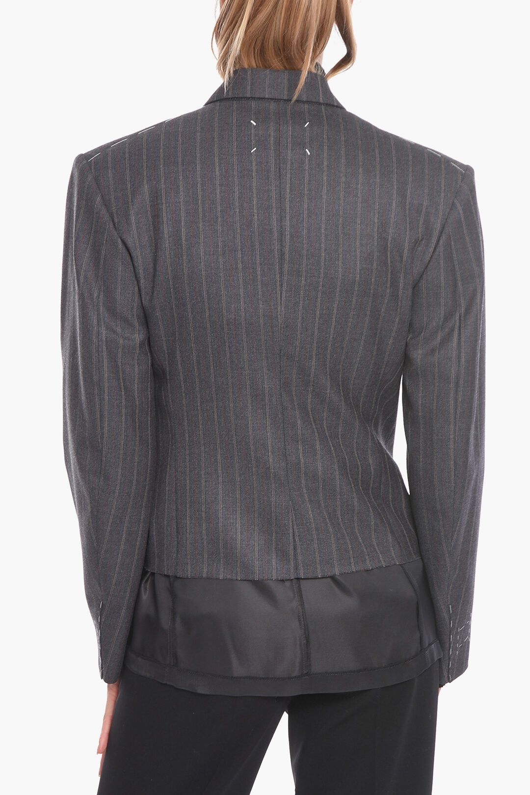 Maison Margiela og1mm0625 Unisex Wool Double-breasted Blazer in Grey Size US XXS / EU 40 - 10 Thumbnail