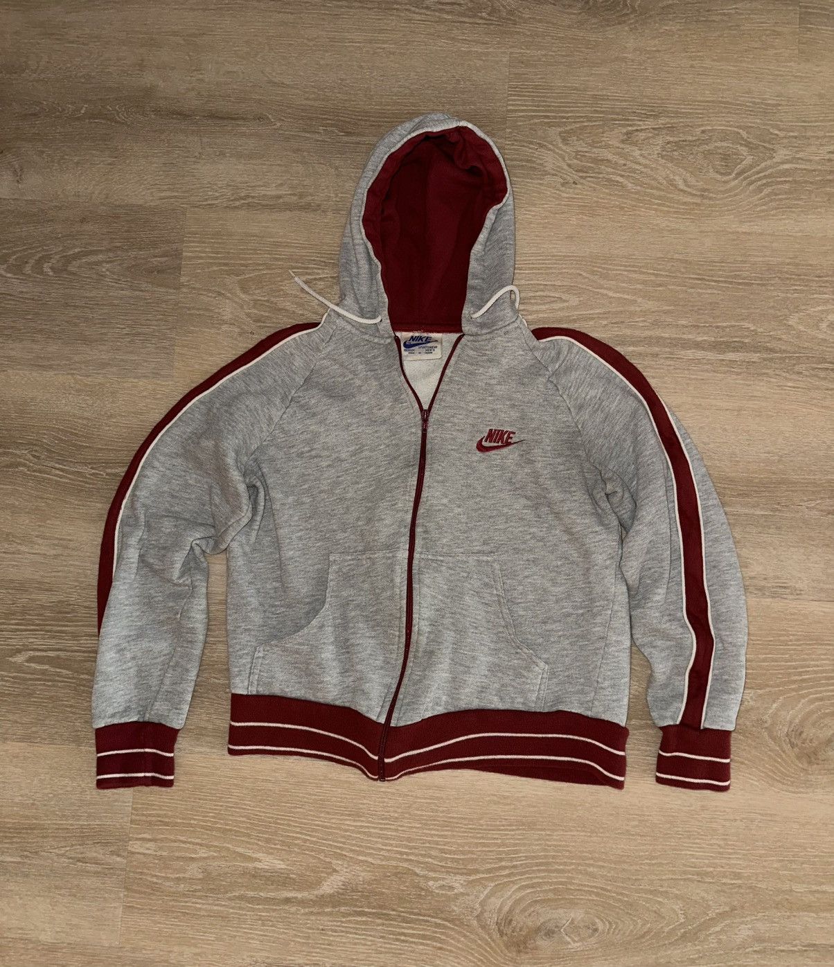 Nike × Vintage Vintage 70’s Nike Spellout Zip Up Hoodie Size US S / EU 44-46 / 1 - 1 Thumbnail