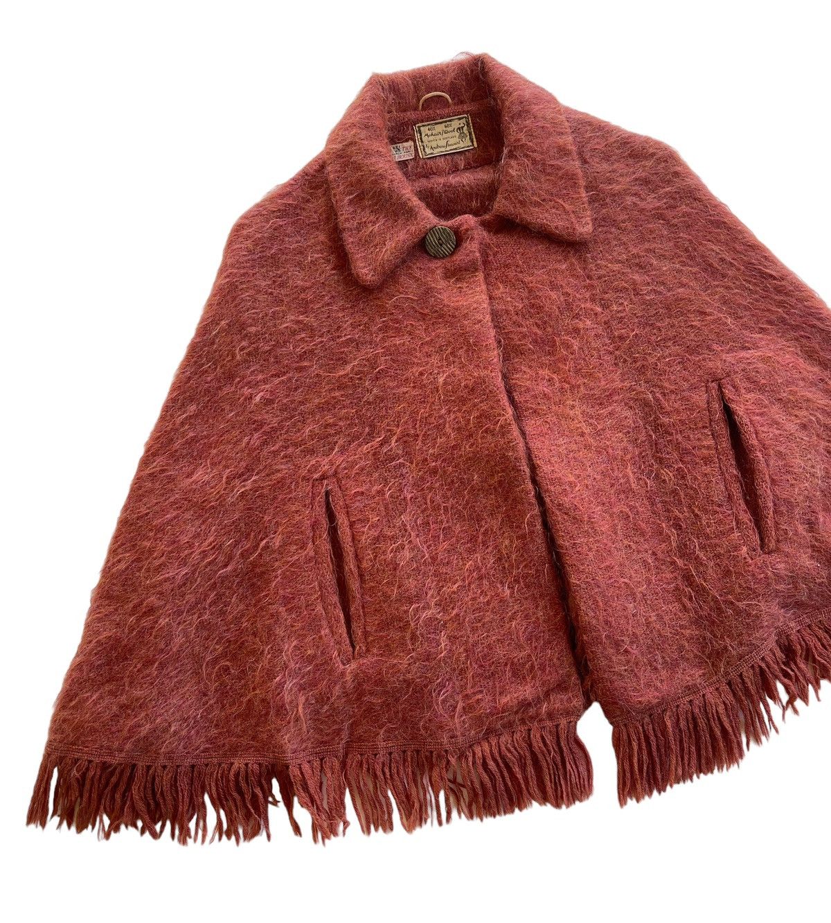 Vintage 1960s Andrew Stewart Fuzzy Mohair Poncho Size M / US 6-8 / IT 42-44 - 1 Thumbnail