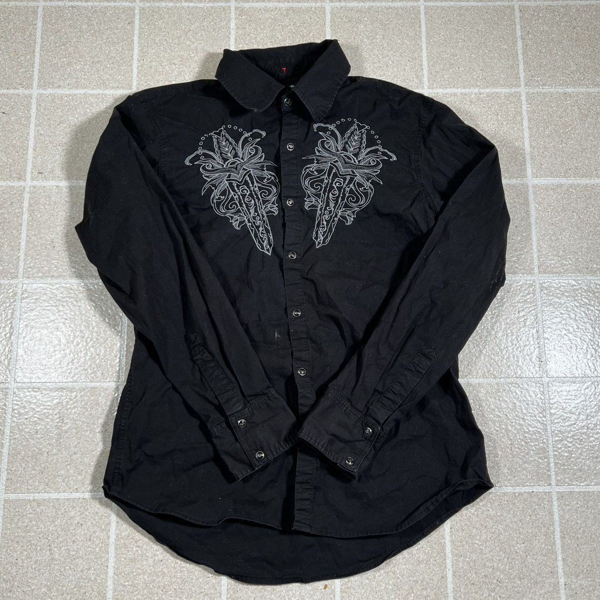 Other Raw 7 Affliction Style Grunge Embroidered Button Up Shirt Size US M / EU 48-50 / 2 - 1 Thumbnail