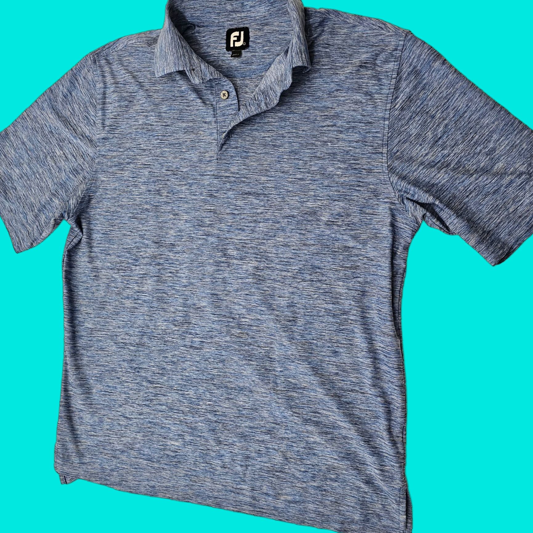 Footjoy FootJoy Polo Shirt Mens Golf Blue Heather L Logo Embroidered Stretch Back Short Sleeve Classic Sports Shirt Mens Size US L / EU 52-54 / 3 - 1 Thumbnail