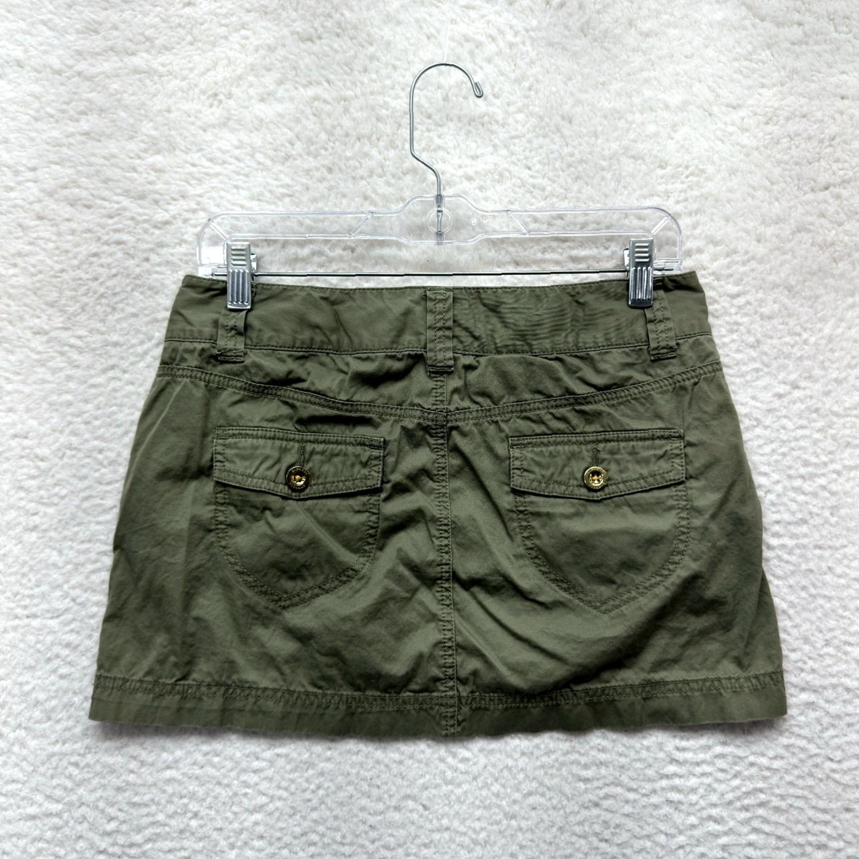 Express VINTAGE Y2K Low Rise Mini Skirt Army Green Grunge Express Women's 6/8 27/28 Medium Size 28" / US 6 / IT 42 - 2 Thumbnail
