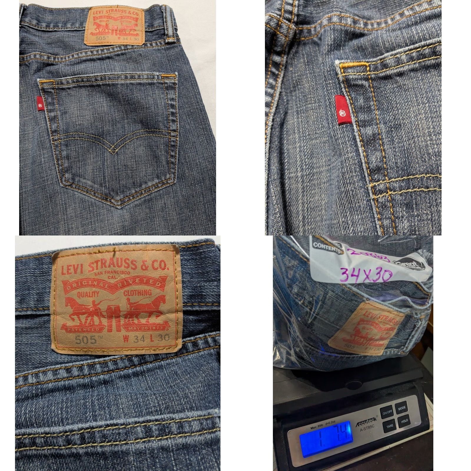 Levi's LEVIS 505 RED TAB Men 34X30 Regular Straight Denim Blue Jeans Size US 34 / EU 50 - 10 Thumbnail