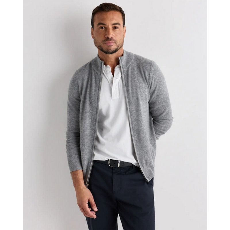 Quince Quince Men Cashmere Full Zip Sweater Heather Grey S NWT Size US S / EU 44-46 / 1 - 5 Thumbnail