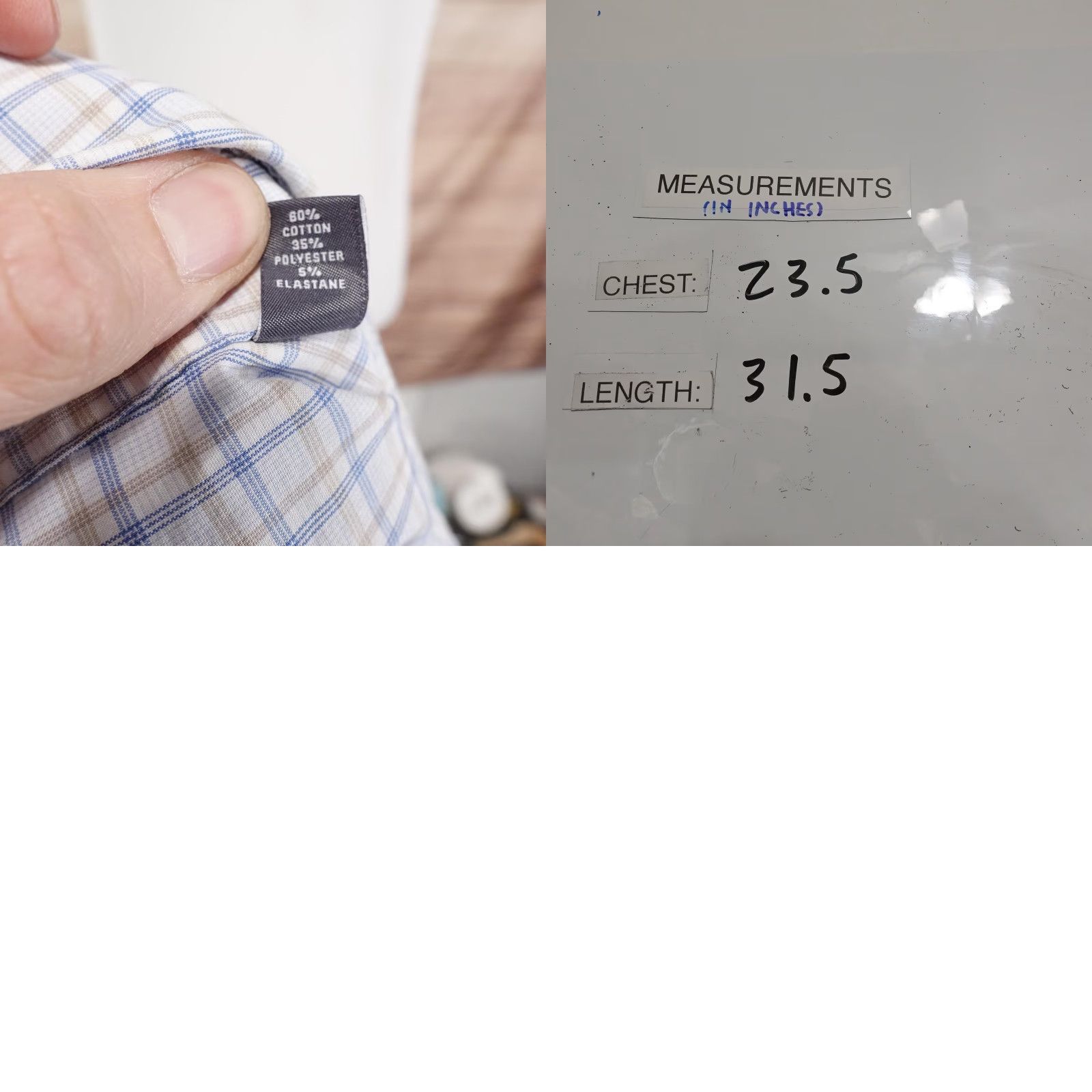Van Heusen Van Heusen Flex Shirt Mens Large 16.5 34/35 Blue Check Stretch Dress Long Sleeve Size 42R - 8 Thumbnail
