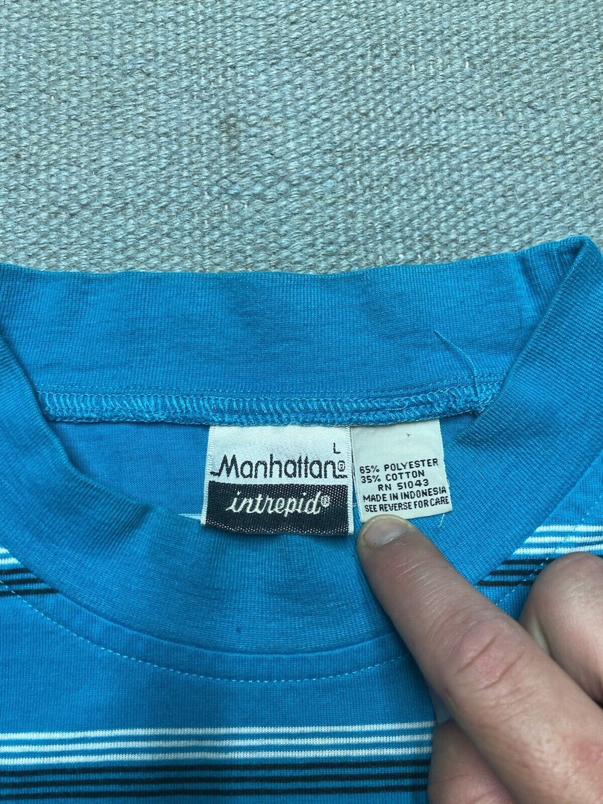 Vintage VTG 80s striped pocket t shirt soft single stitch large Size US L / EU 52-54 / 3 - 4 Thumbnail