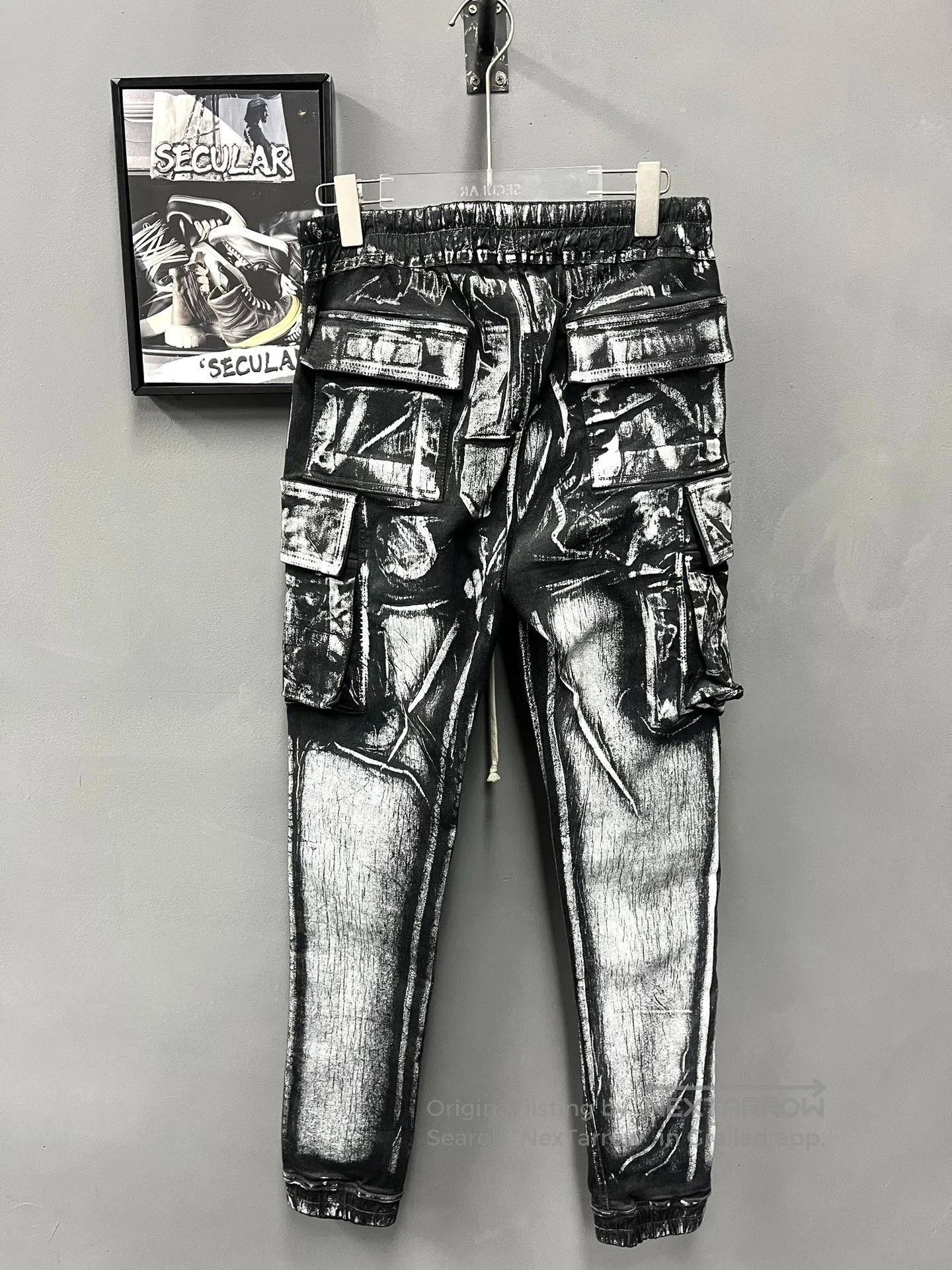 Rick Owens Rick Owens Painted Black White Cargo Pants. Size US 28 / EU 44 - 5 Thumbnail