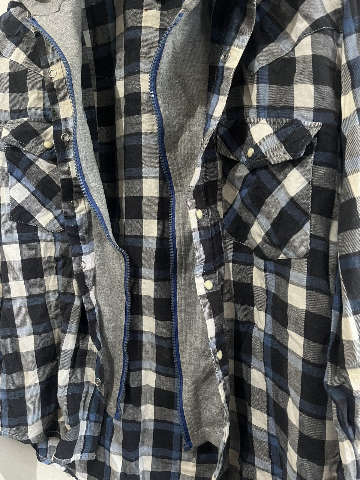 If Six Was Nine MARAK Magnificent Wave Plaid Flannel Hooded Shirt Size US M / EU 48-50 / 2 - 4 Thumbnail