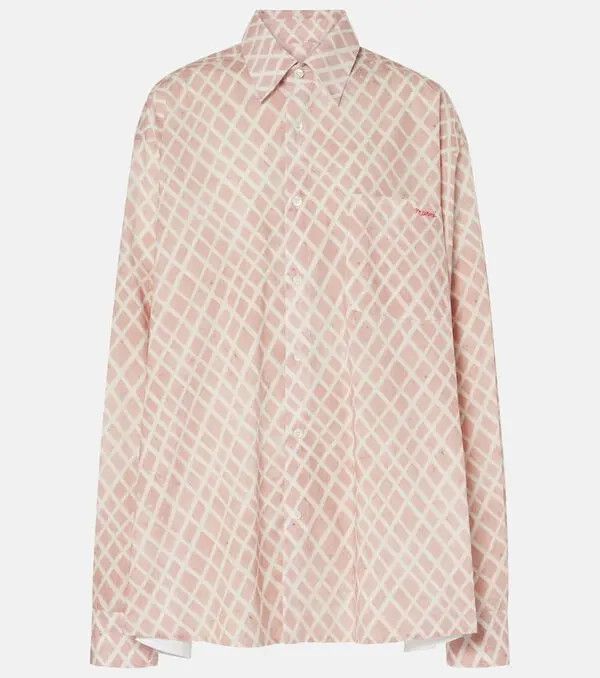 o1w1db11125 Checked Cotton Poplin Shirt in Pink
