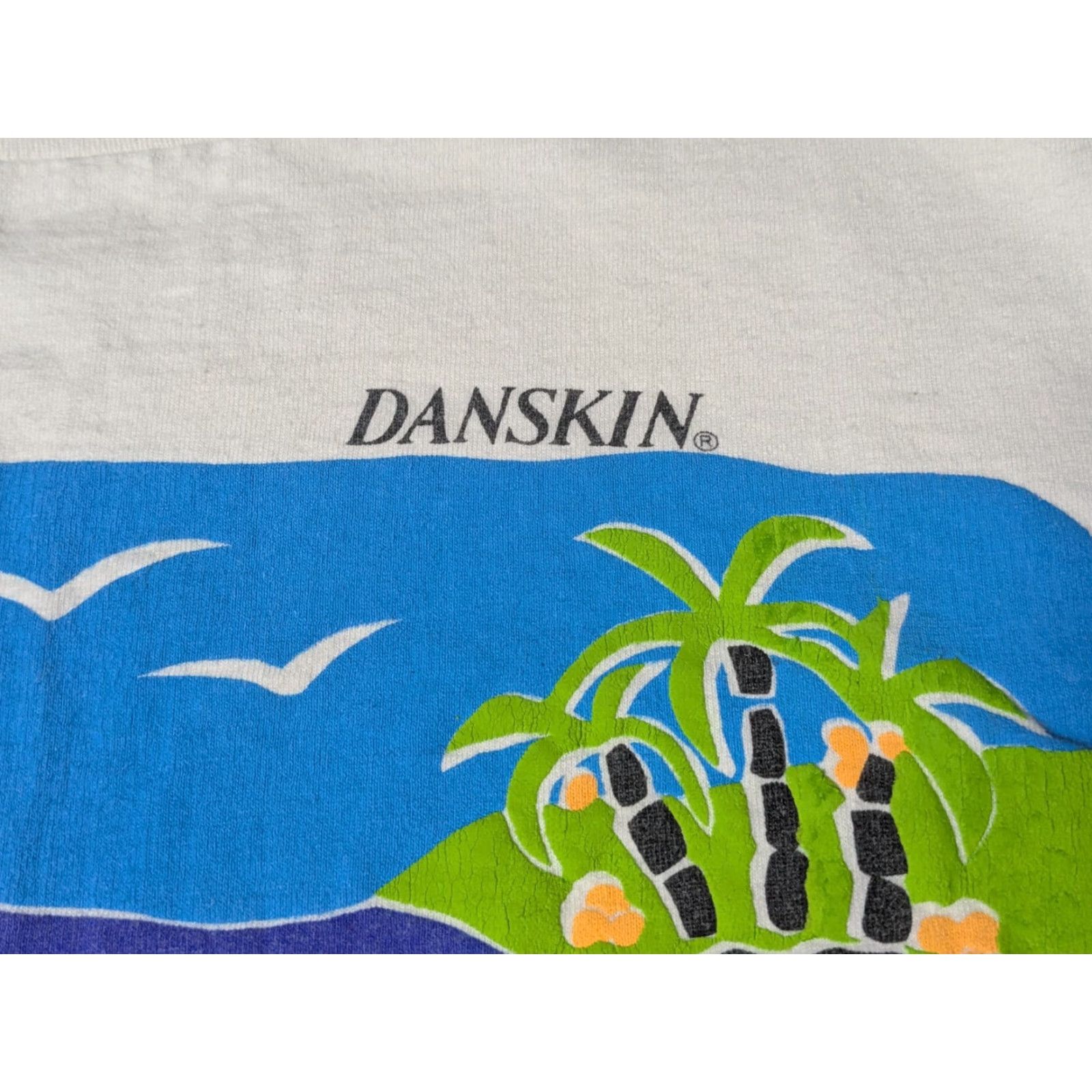 Vintage VINTAGE Danskin White TROPICAL ART Single Stitch T-Shirt L/XL Girls Womens Mens Size L / US 10 / IT 46 - 5 Thumbnail