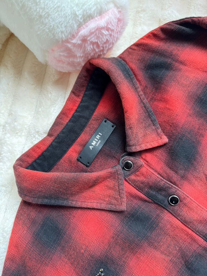 Amiri Amiri red dyed star diamond shirt Size US L / EU 52-54 / 3 - 2 Thumbnail
