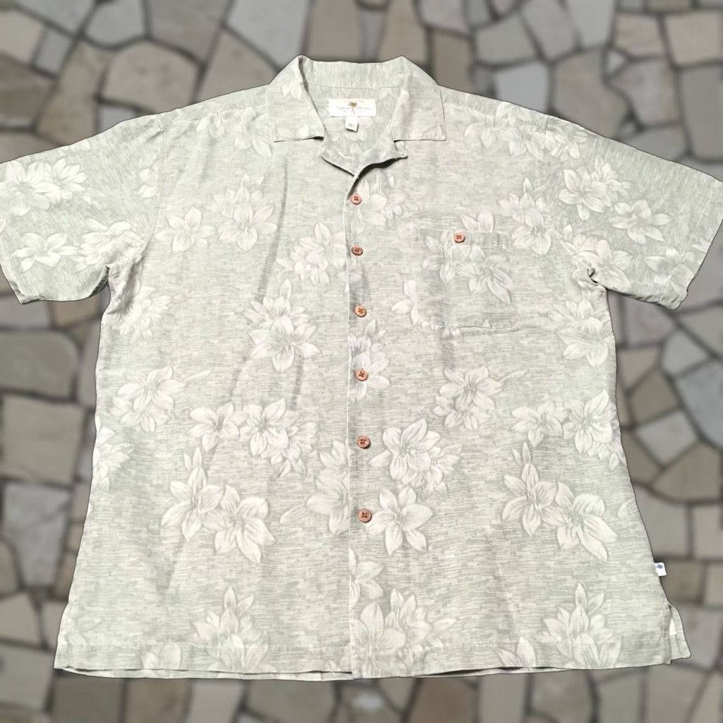 Vintage Island Shores Mens Button-Up Shirt Floral Silk Green L Shirt Size US L / EU 52-54 / 3 - 1 Thumbnail
