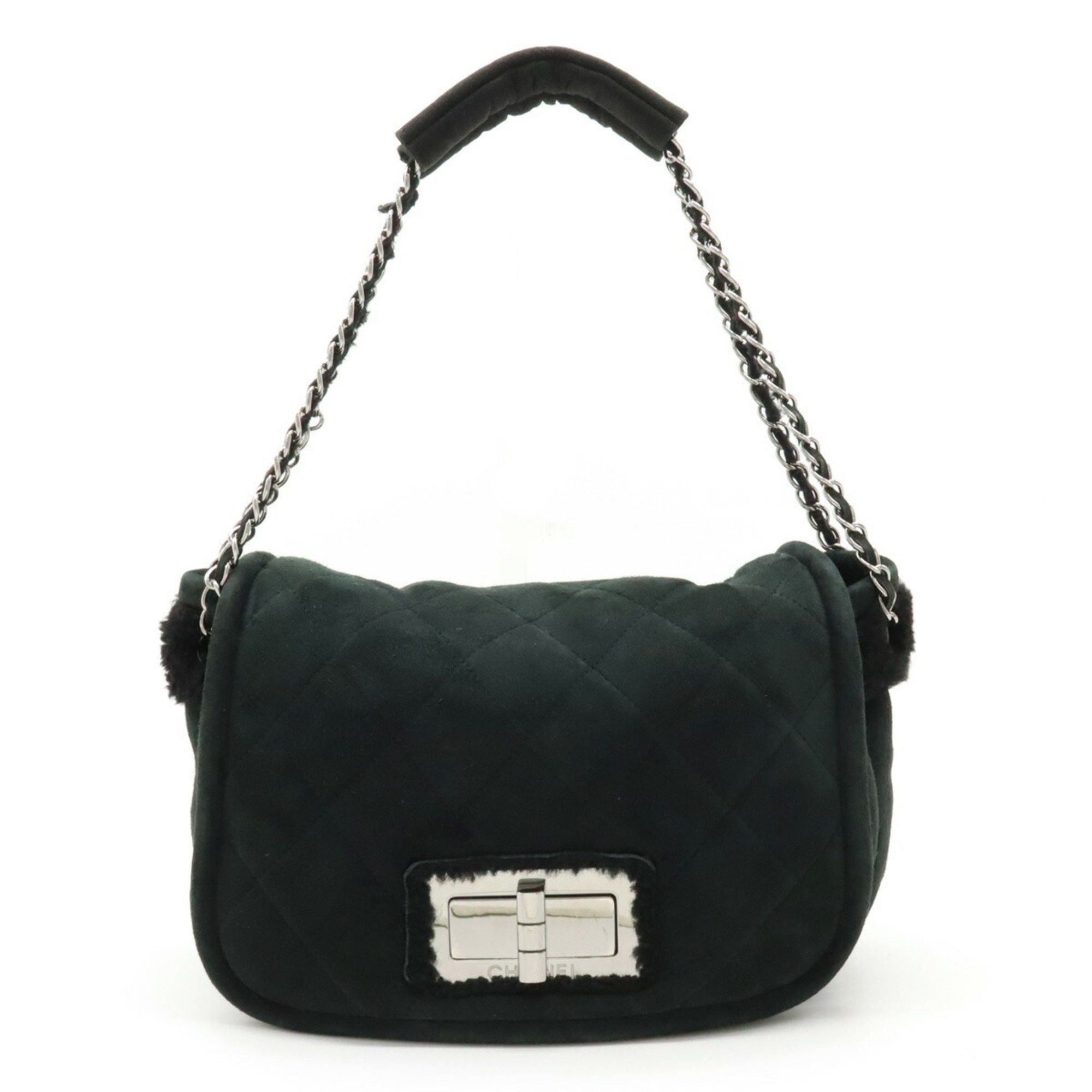 image of Chanel 2.55 Matelasse Chain Shoulder Bag Mouton Leather Black, Women's