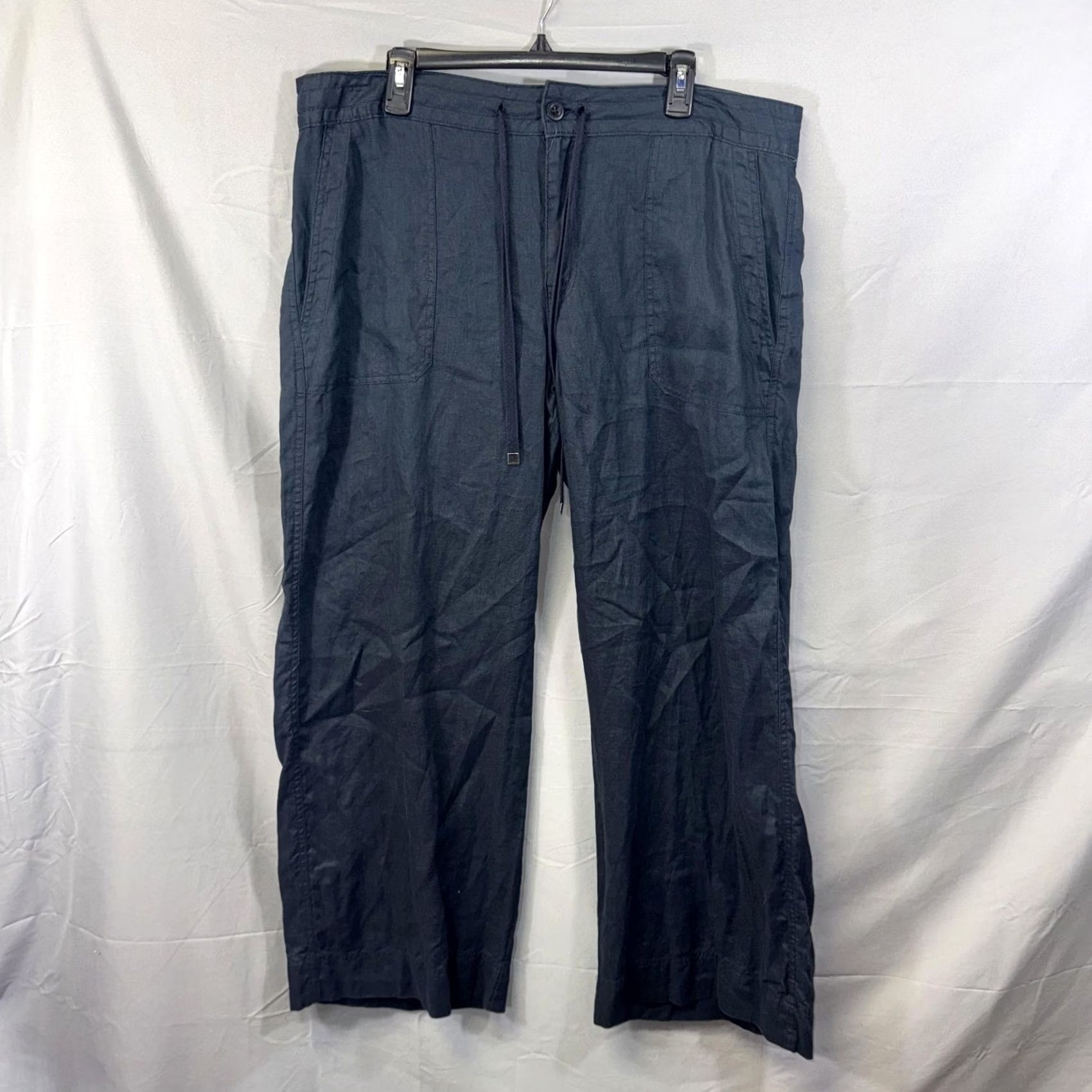 Ralph Lauren VINTAGE Lauren Ralph Lauren Pants Womens 16 Navy Linen Drawstring Relaxed Casual Beach Pants Size 38" / US 16 / IT 52 - 2 Thumbnail