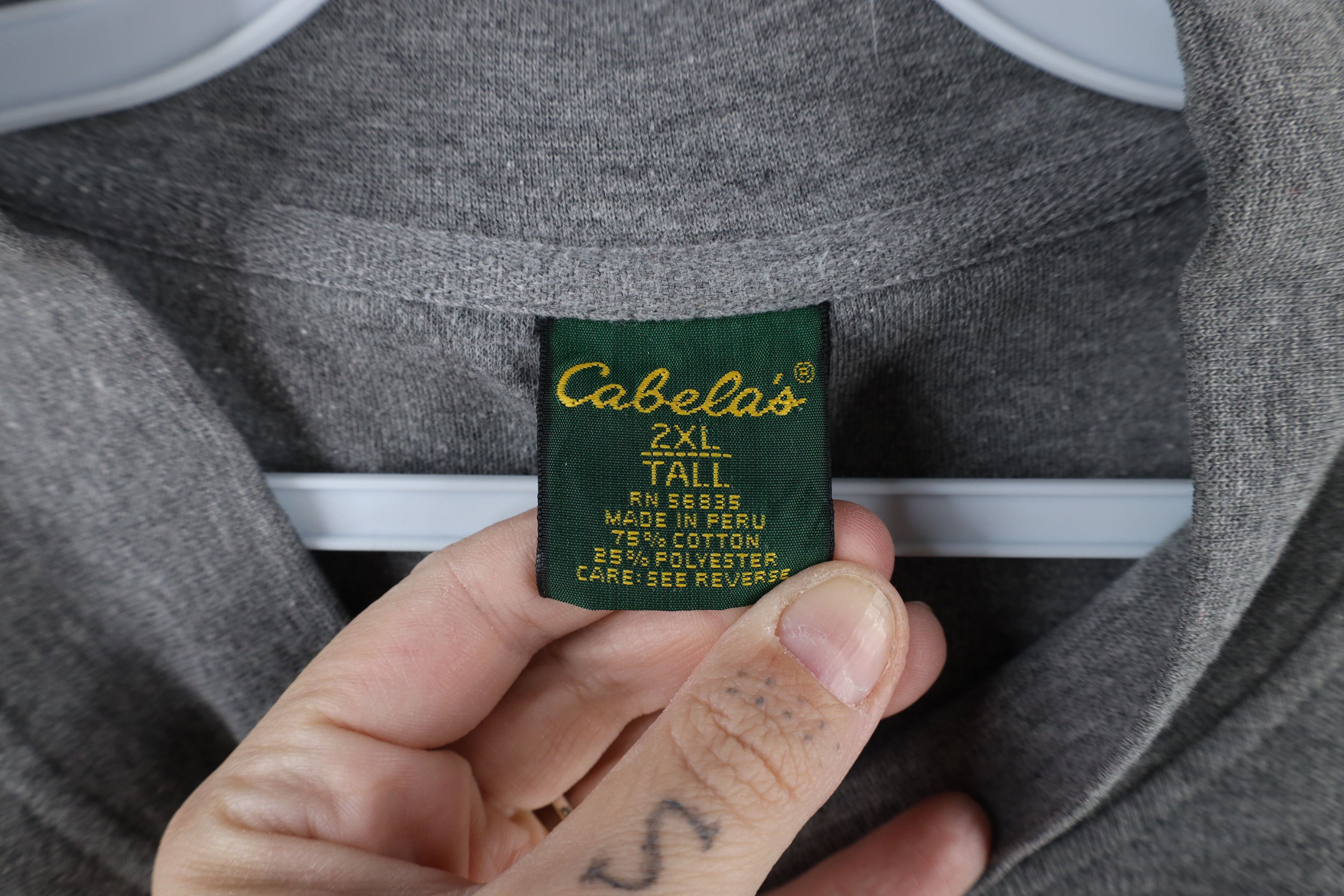 Cabelas × Vintage Vintage 90s Cabelas Blank Long Sleeve Mock Neck T-Shirt Gray Size US XXL / EU 58 / 5 - 4 Thumbnail