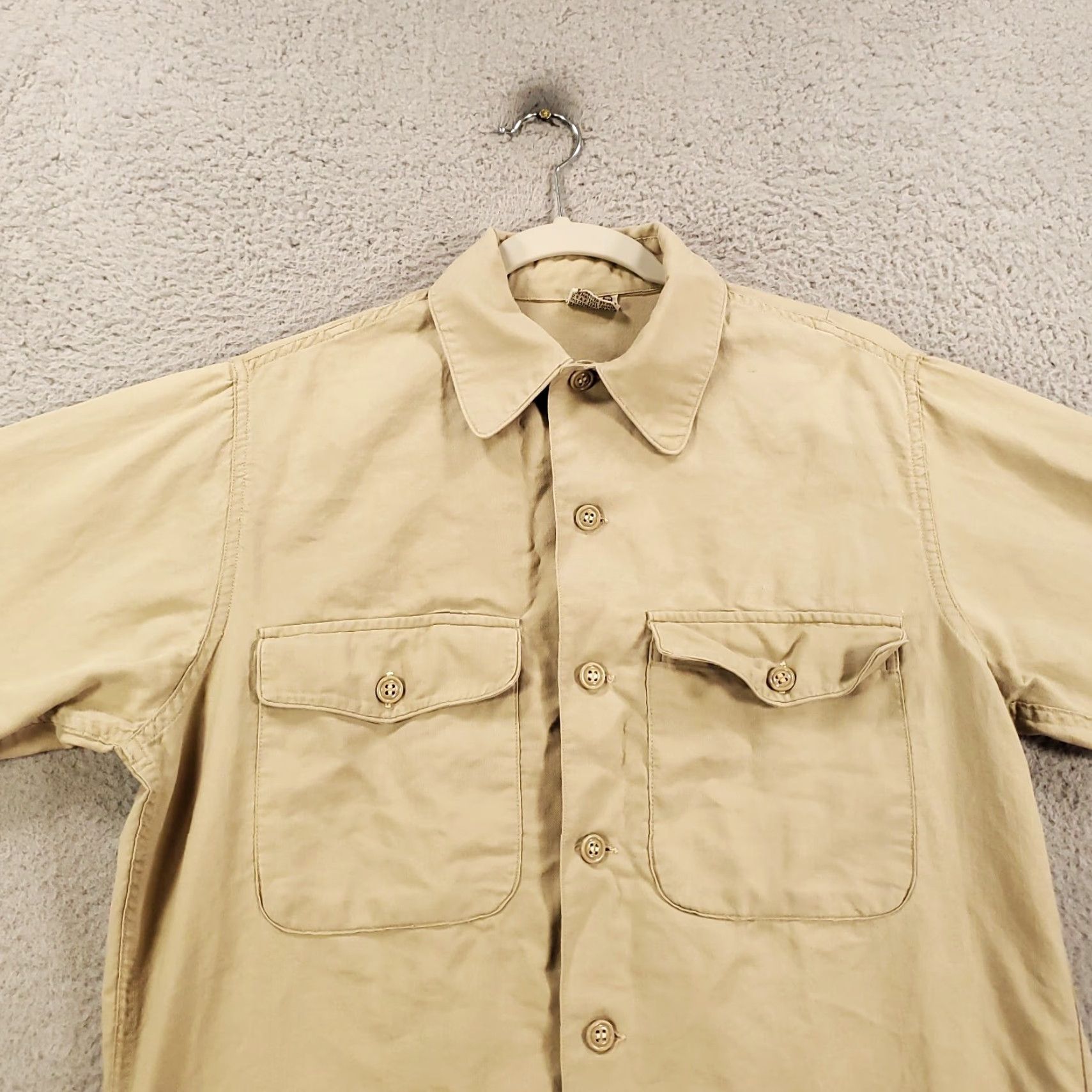 Asket VINTAGE Creighton Shirt Mens L Button-Up Army Military Tan Brown Pockets All Seasons Casual Workwear Counterpart: Button-Up Shirt Size US L / EU 52-54 / 3 - 3 Thumbnail