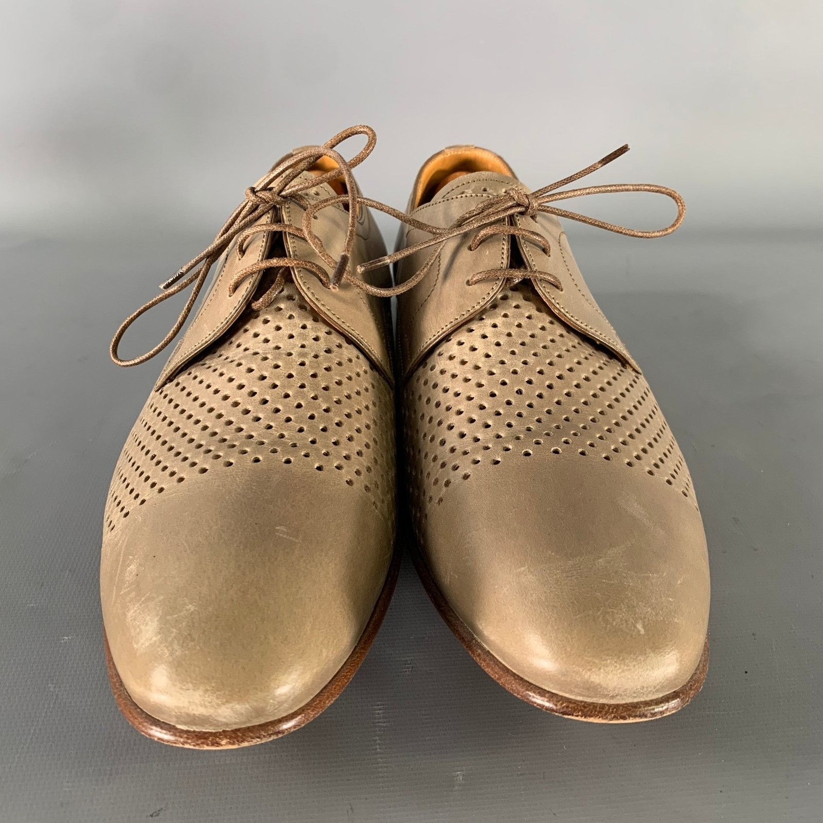 Bally BALLY Size 9 Beige Perforated Leather Cap Toe Lace Up Shoes Size US 9 / EU 42 - 4 Thumbnail