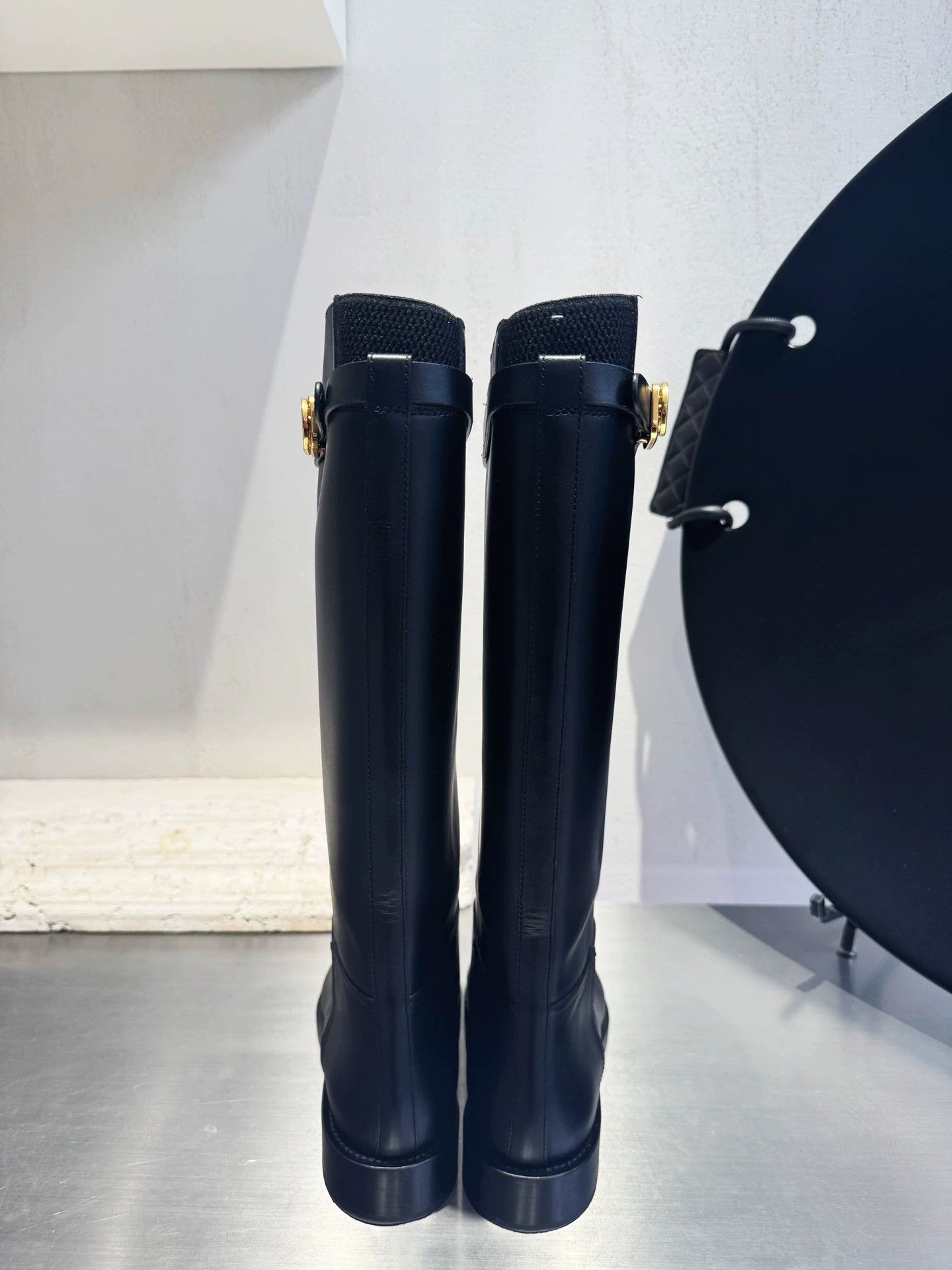 Dior Dior black CD logo knee high boots 34 used scuffs creases Size US 4 / IT 34 - 3 Thumbnail