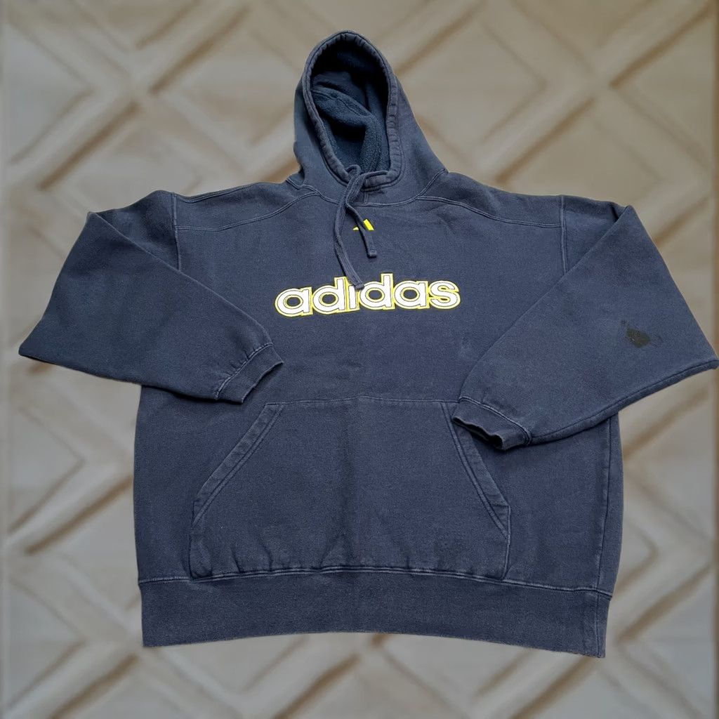 Adidas Adidas Graphic Hoodie Sweatshirt Mens Large Navy Blue Drawstring Casual Outdoor Size US L / EU 52-54 / 3 - 1 Thumbnail