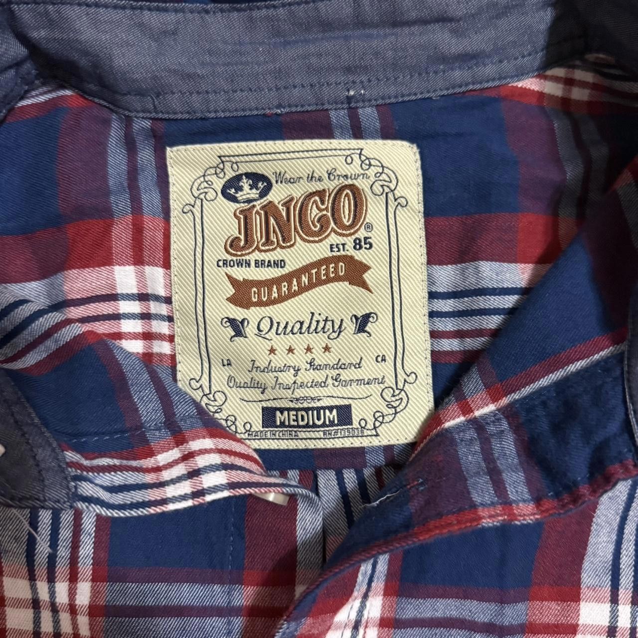 JNCO JNCO “Crown Brand” Thin Flannel Red and Blue Button Up Size US M / EU 48-50 / 2 - 4 Thumbnail