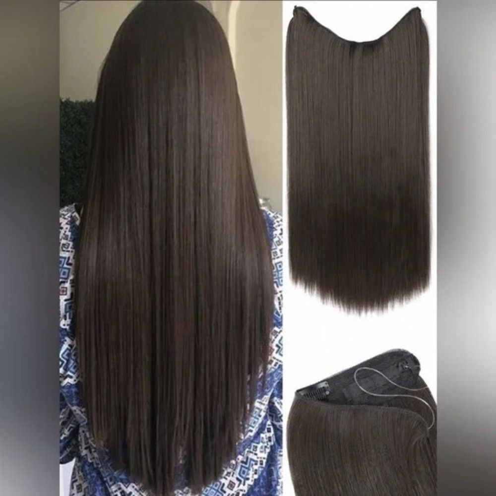 Other 22 In Invisible Wire Halo Dark Brown Wig Straight Hair Exte Size ONE SIZE - 1 Thumbnail