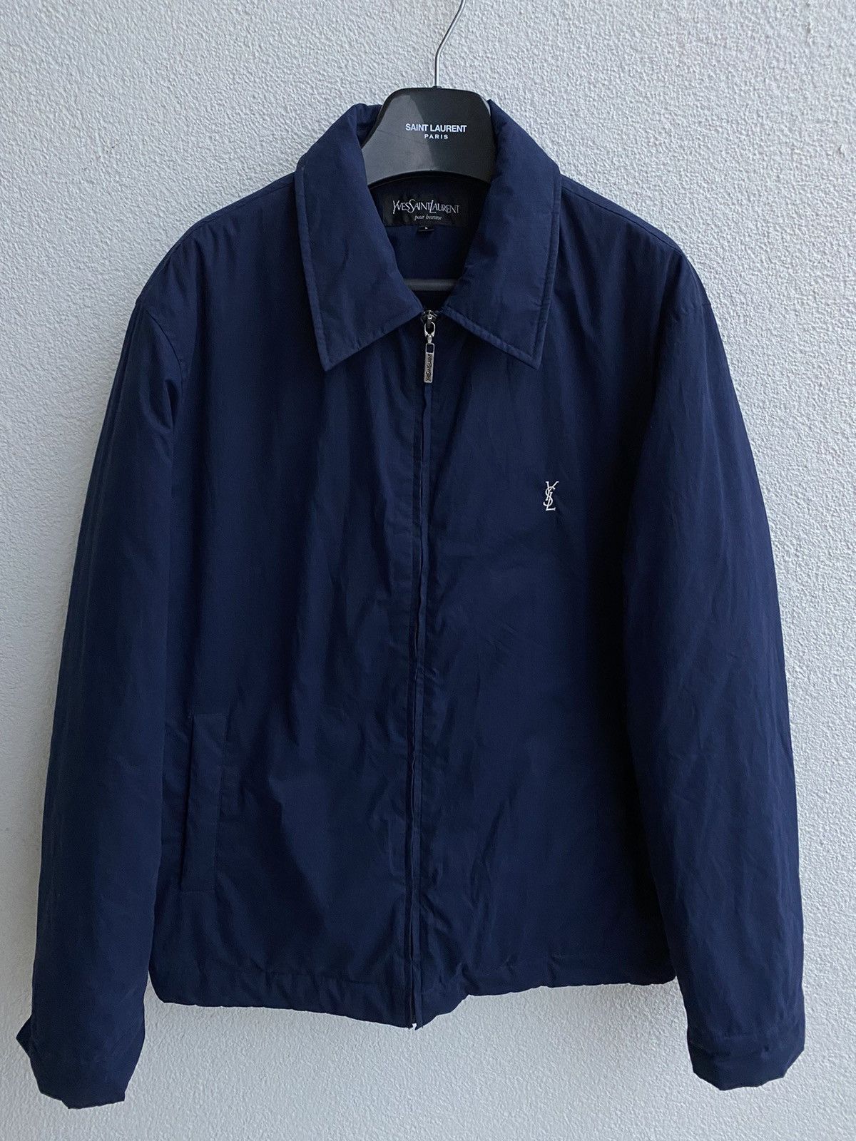 Yves Saint Laurent Warm YSL Jacket Navy Quilted Bomber Size US L / EU 52-54 / 3 - 2 Thumbnail