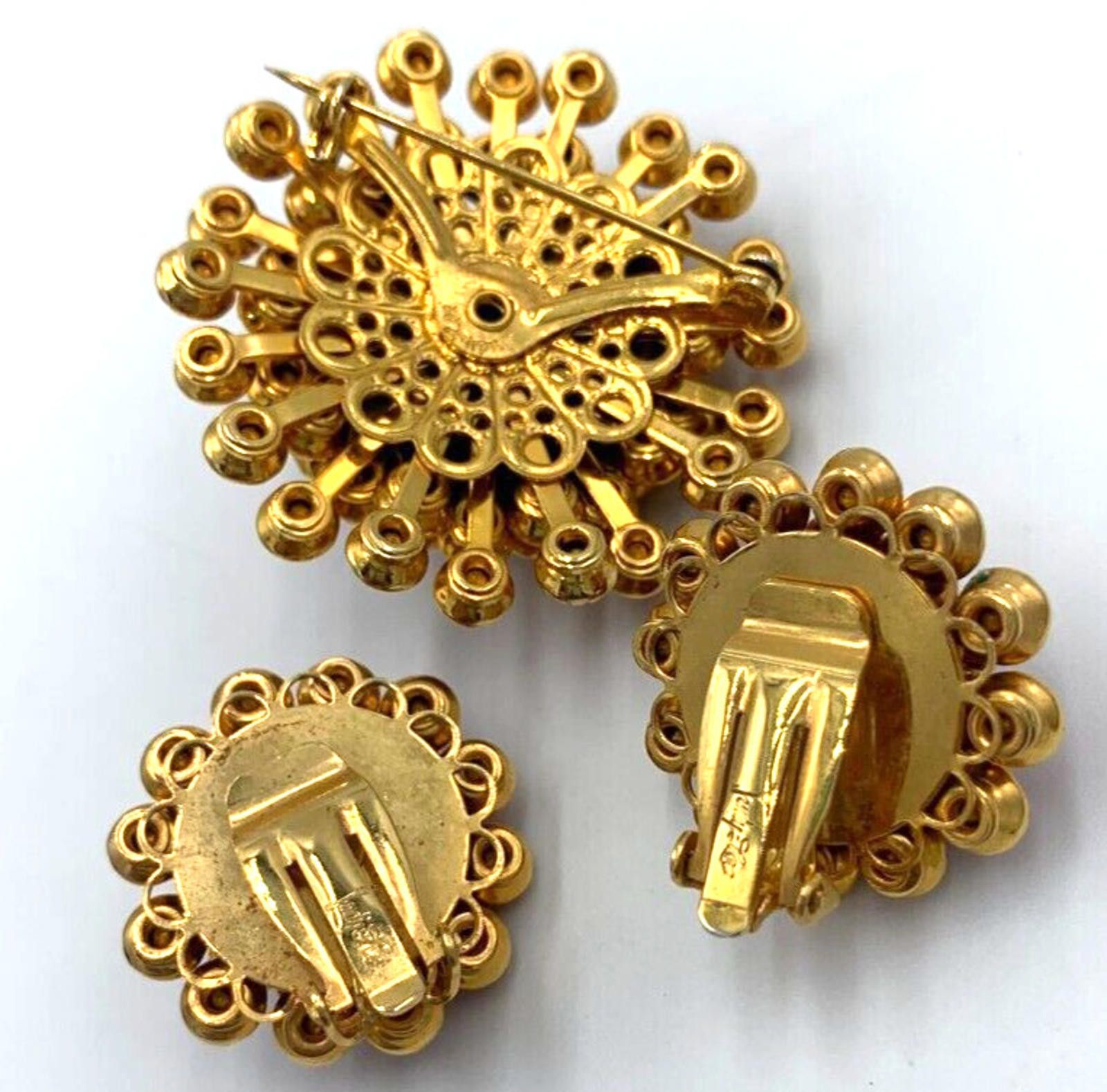 Other Judy Lee Clustered Dome Red Rhinestone Gold Tone Demi Parure Size ONE SIZE - 5 Thumbnail
