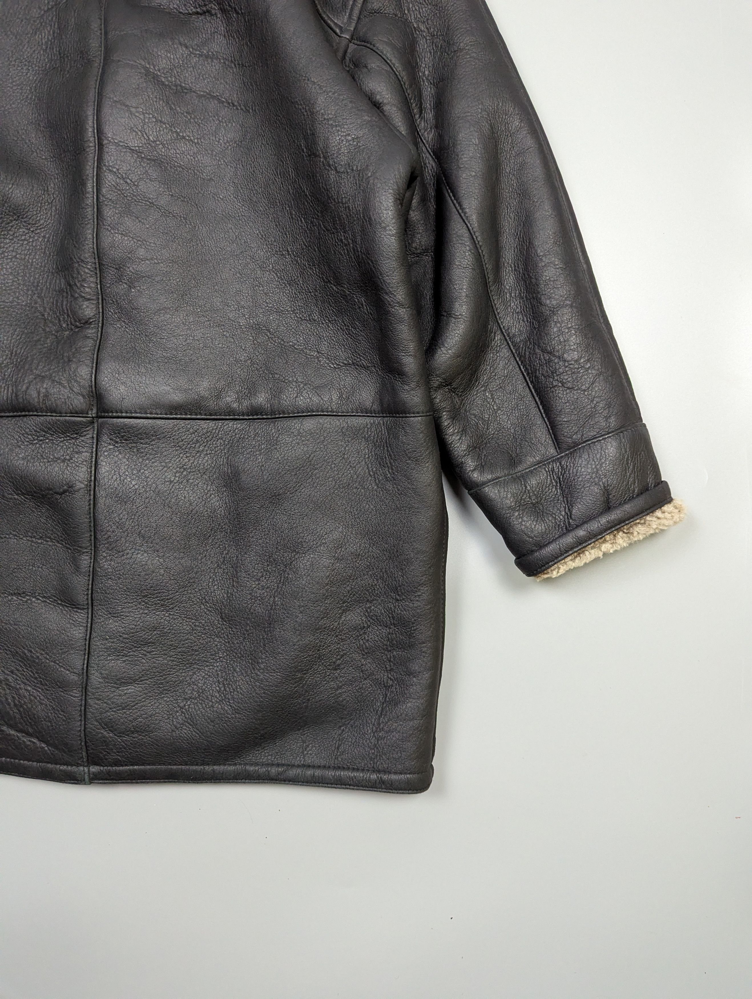Other Men Black Sheepskin Shearling Leather Fur Coat Jacket 52 (L) Size US L / EU 52-54 / 3 - 14 Thumbnail