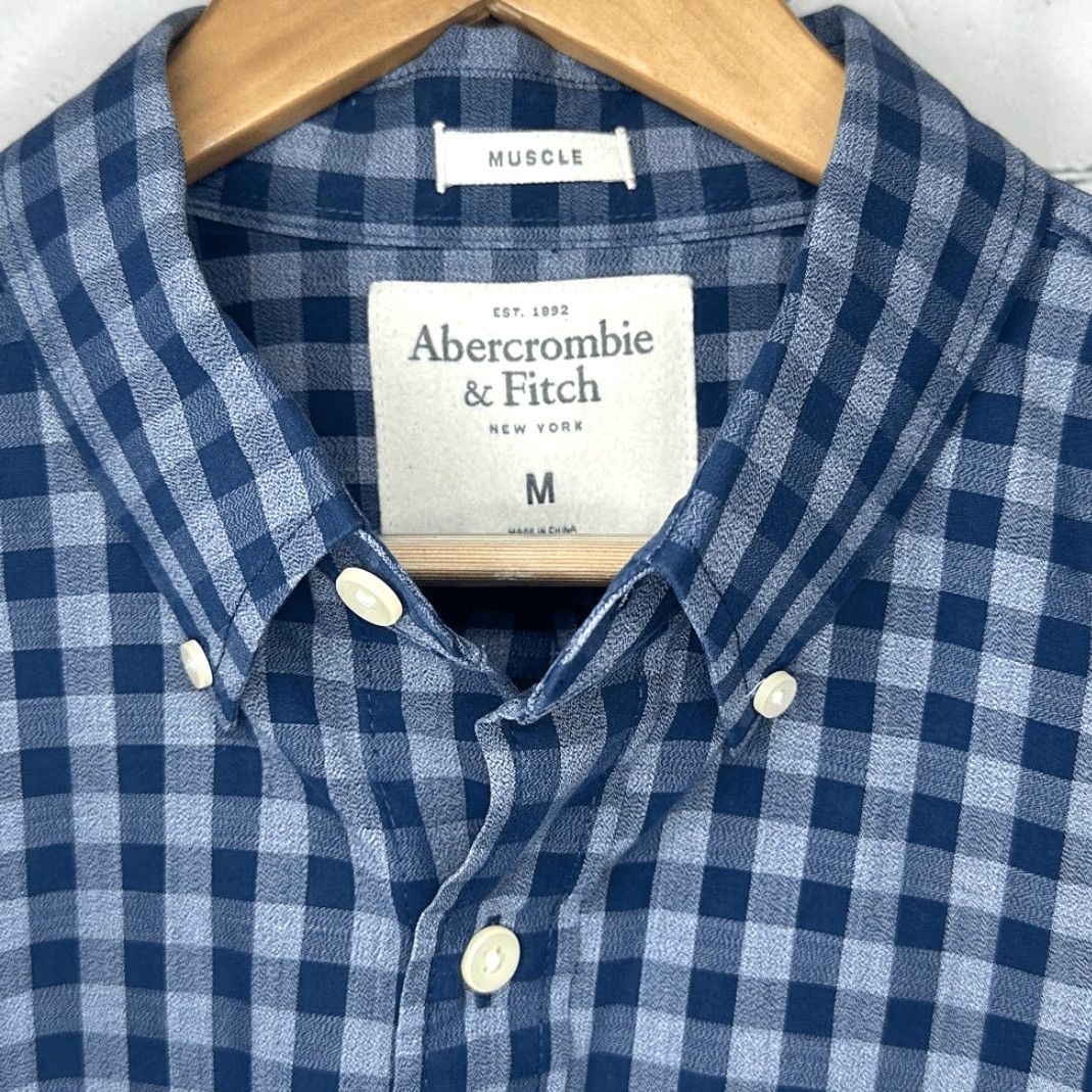 Abercrombie & Fitch Abercrombie & Fitch Mens Blue Checked Long Sleeve Muscle Shirt M Medium Size US M / EU 48-50 / 2 - 3 Thumbnail