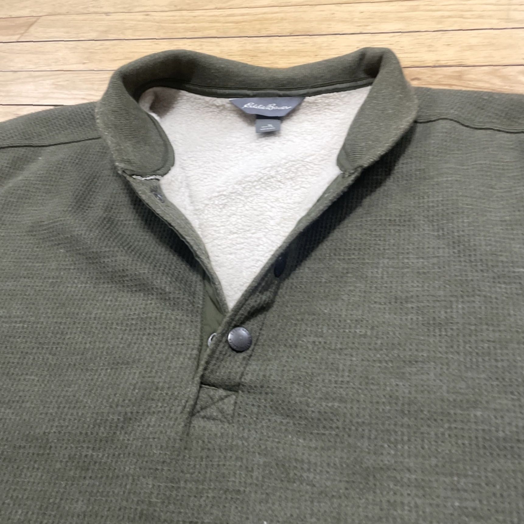 Eddie Bauer Eddie Bauer Fleece Waffle Knit Thermal Shirt Men LT Green Pique Olive Earthy Capsule Large Tall LT Green Thermal Waffle Knit Shirt Mens Size US L / EU 52-54 / 3 - 5 Thumbnail