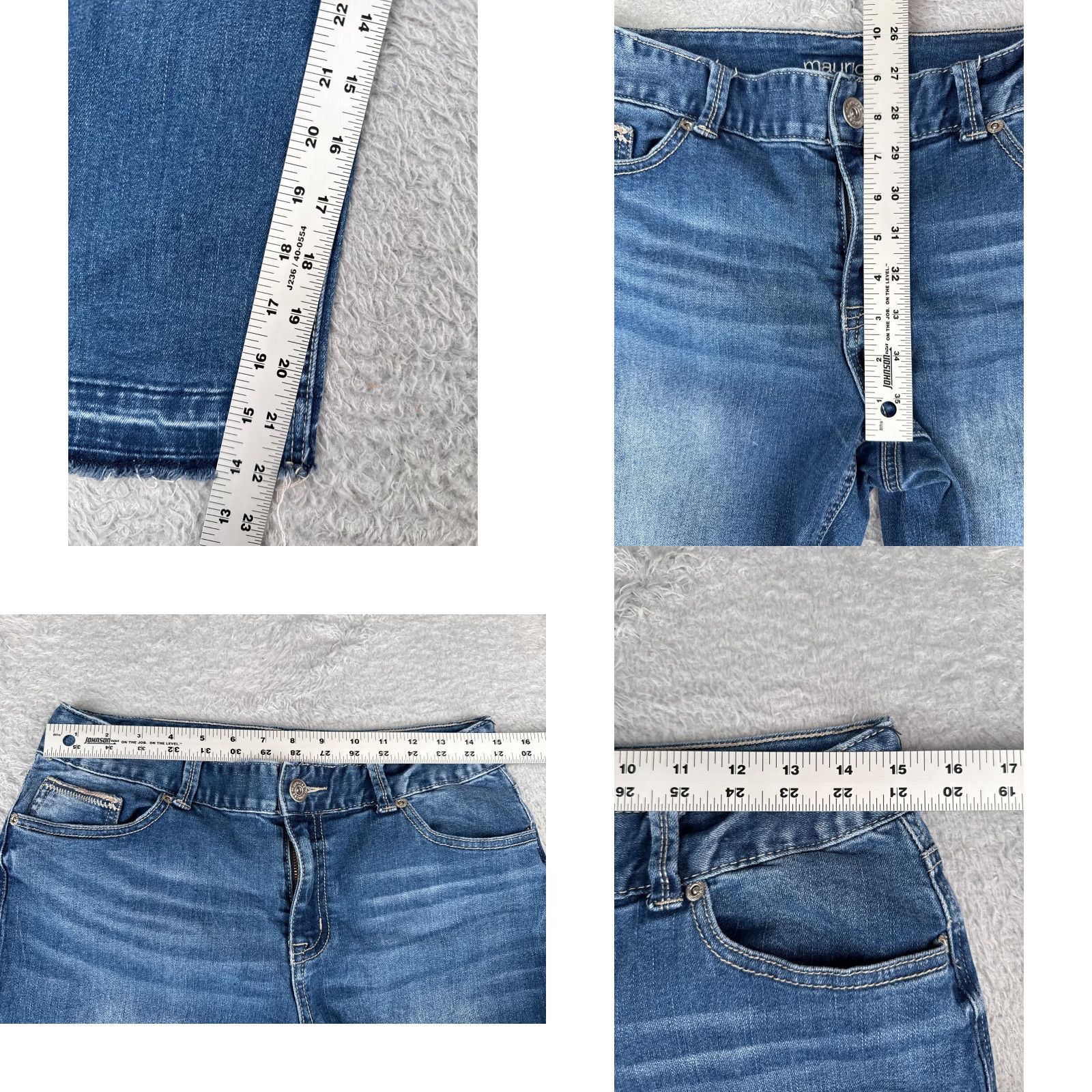 Vintage Maurices Jeans Capri Womens 29x22 Mid Rise Blue Denim Distressed 5-Pocket Regular Cotton Blend Capris 9" Rise Maurices Jeans Size 30" / US 8 / IT 44 - 8 Thumbnail