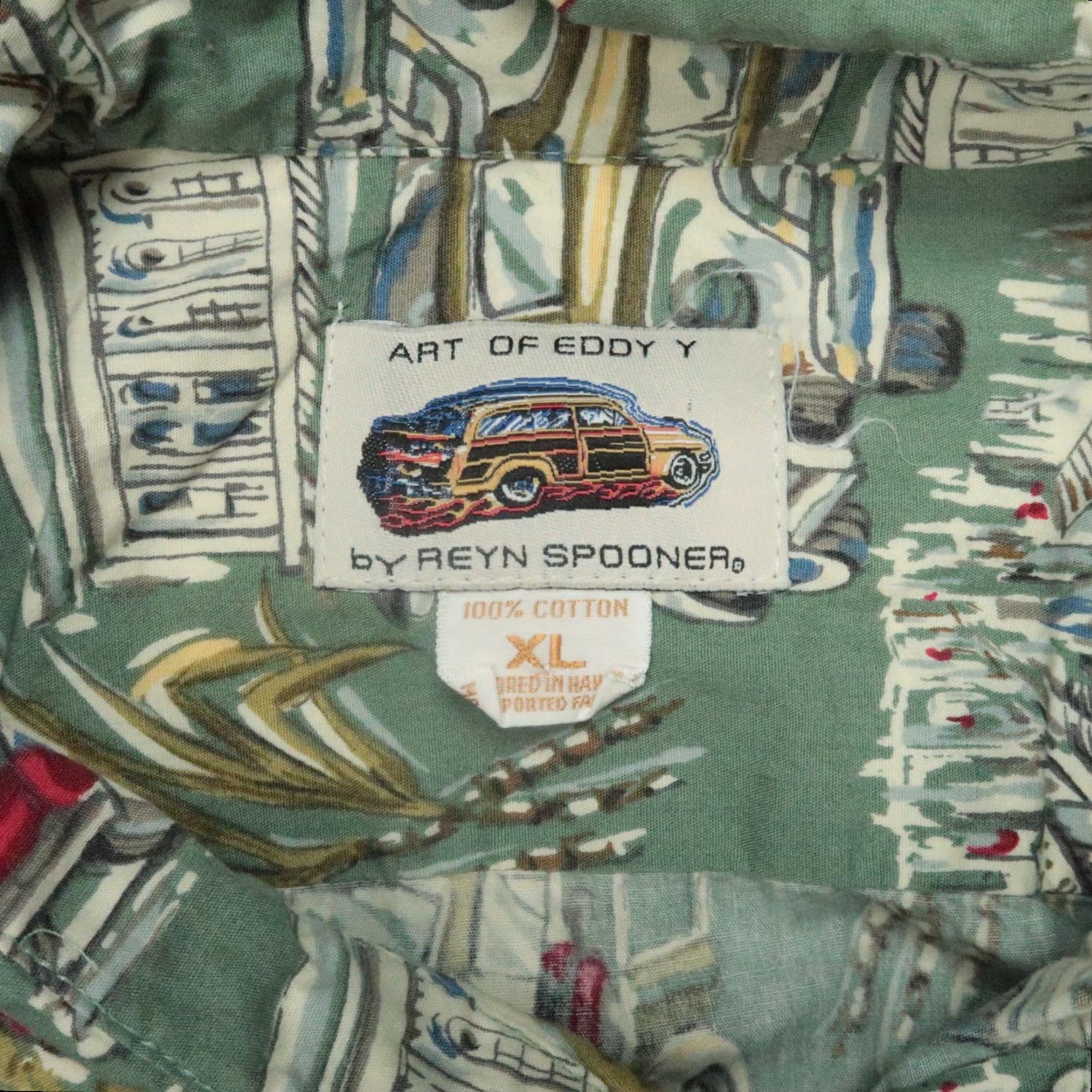 Reyn Spooner VINTAGE Reyn Spooner Shirt Mens XL Green Hawaiian Classic Cars Aloha Island Scene Size US XL / EU 56 / 4 - 3 Thumbnail