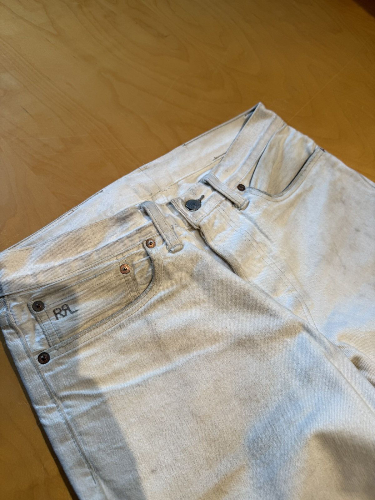 RRL Ralph Lauren RRL cream selvedge DENIM Slim fit Size US 30 / EU 46 - 6 Thumbnail