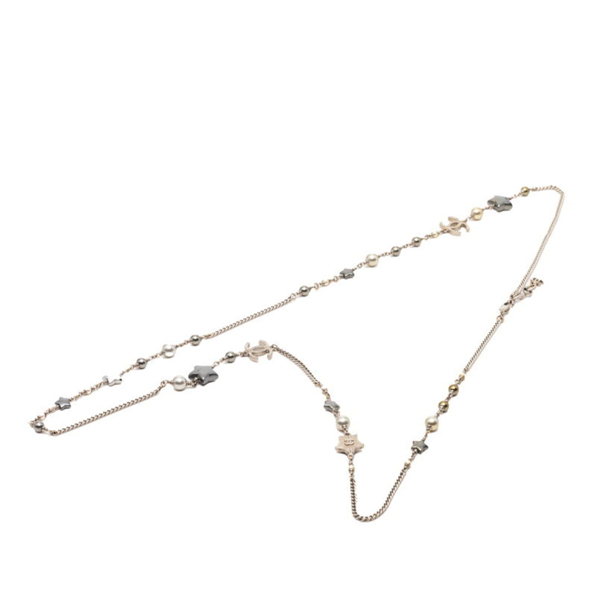 Chanel Chanel Coco Mark Star Long Necklace, Silver Metal, Faux Pearl, Women's CHANEL Size ONE SIZE - 1 Thumbnail